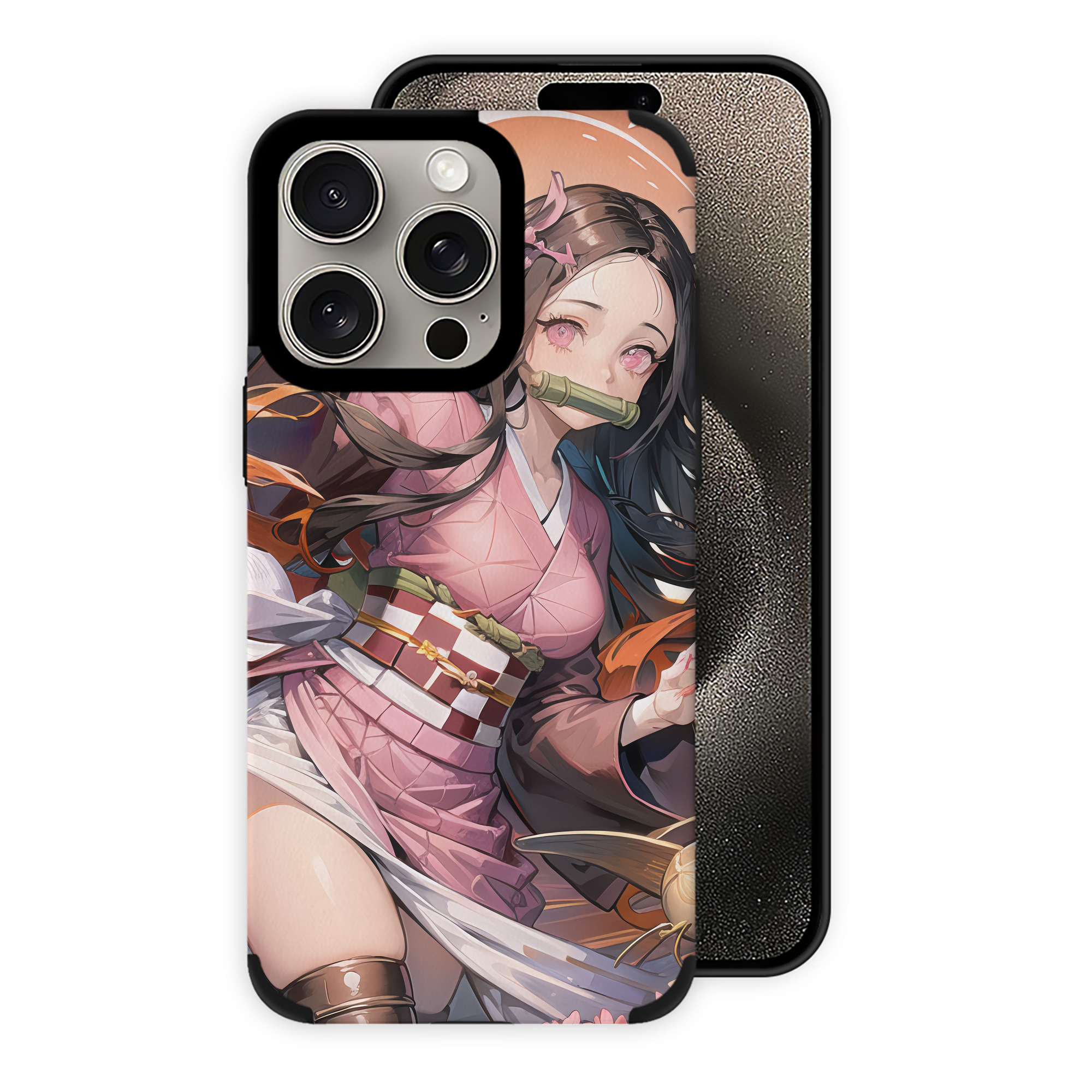 （画像用） 鬼滅の刃（きめつのやいば）竈門 禰󠄀豆子／かまど ねずこ Kamado Nezuko 【iPhone15ProMax対応】 PUレザー スマホケース 耐衝撃＆黄変防止