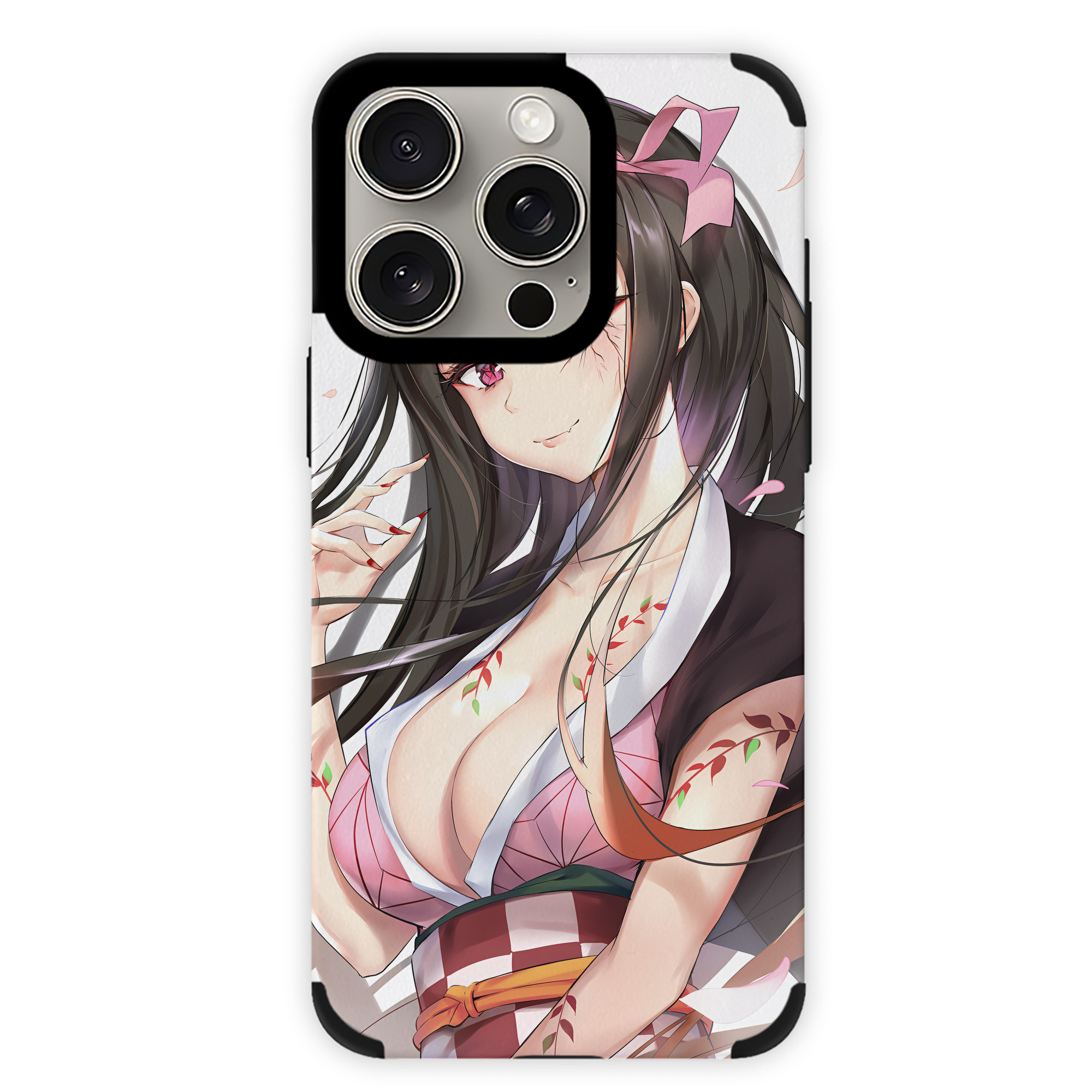 （画像用） 鬼滅の刃（きめつのやいば）竈門 禰󠄀豆子／かまど ねずこ Kamado Nezuko 【iPhone15ProMax対応】 PUレザー スマホケース 耐衝撃＆黄変防止