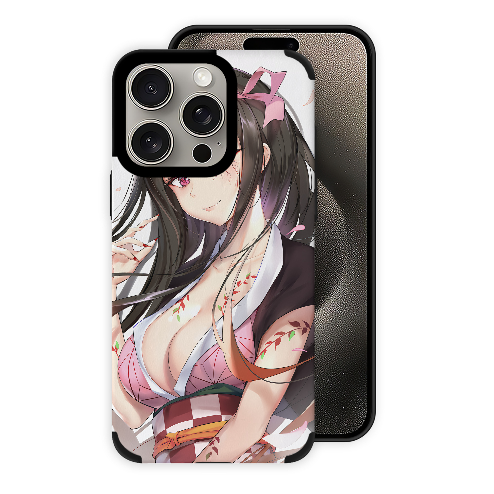 （画像用） 鬼滅の刃（きめつのやいば）竈門 禰󠄀豆子／かまど ねずこ Kamado Nezuko 【iPhone15ProMax対応】 PUレザー スマホケース 耐衝撃＆黄変防止