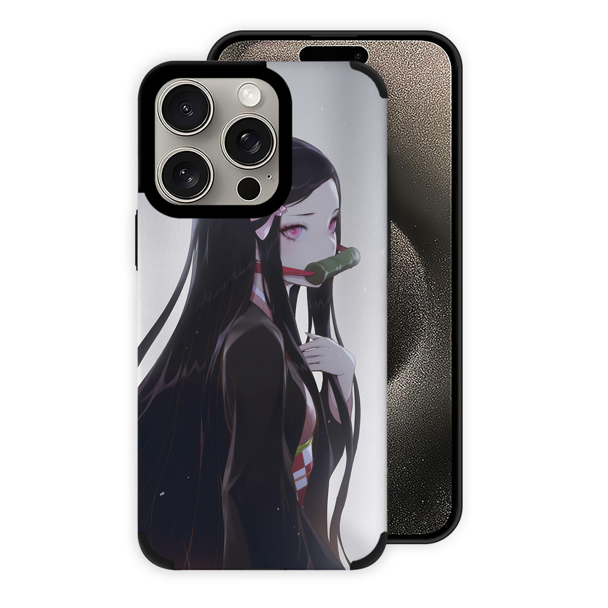 （画像用） 鬼滅の刃（きめつのやいば）竈門 禰󠄀豆子／かまど ねずこ Kamado Nezuko 【iPhone15ProMax対応】 PUレザー スマホケース 耐衝撃＆黄変防止