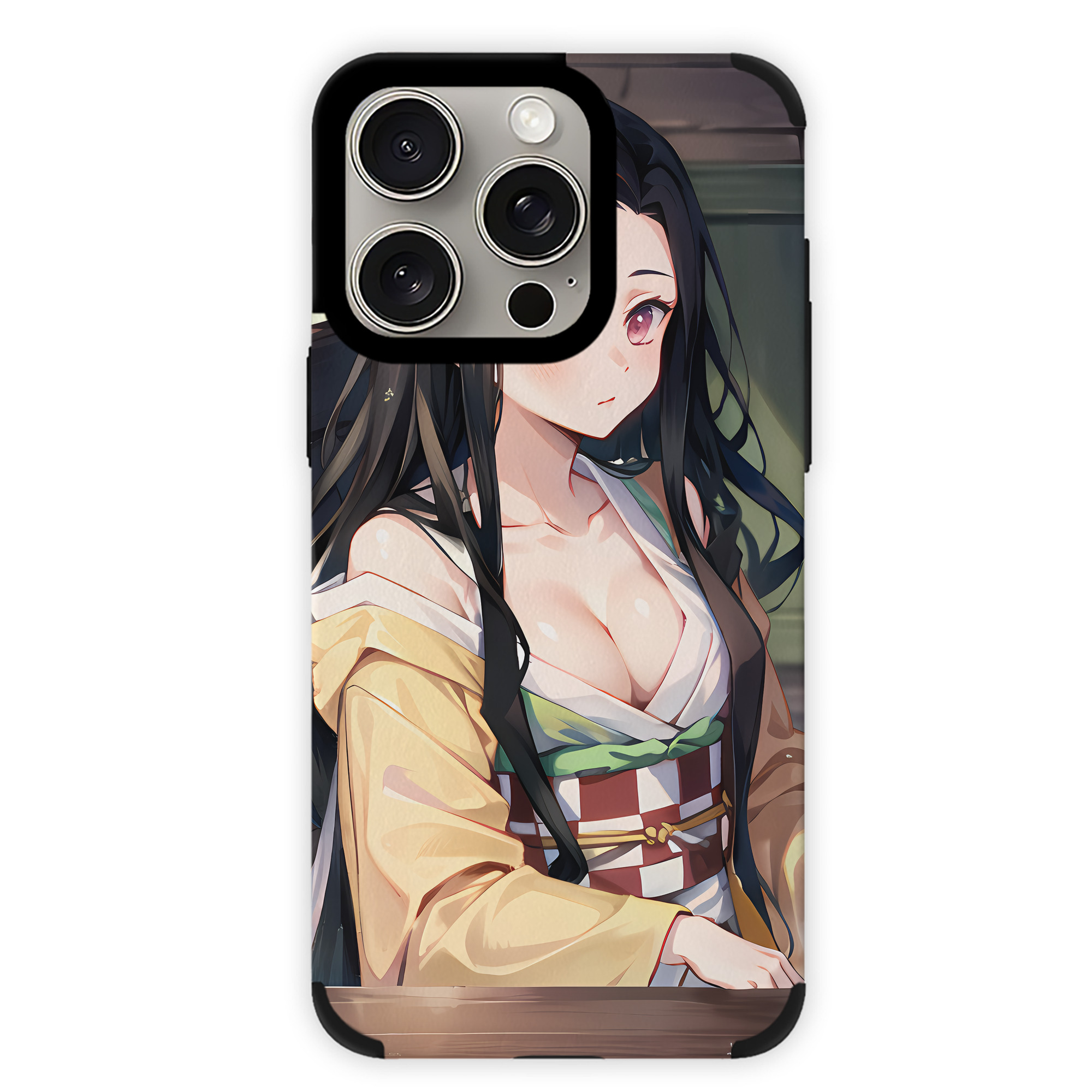 （画像用） 鬼滅の刃（きめつのやいば）竈門 禰󠄀豆子／かまど ねずこ Kamado Nezuko 【iPhone15ProMax対応】 PUレザー スマホケース 耐衝撃＆黄変防止