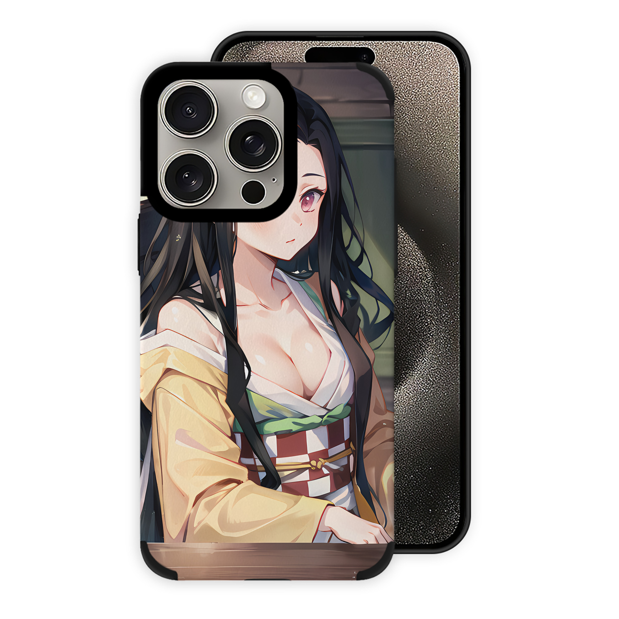 （画像用） 鬼滅の刃（きめつのやいば）竈門 禰󠄀豆子／かまど ねずこ Kamado Nezuko 【iPhone15ProMax対応】 PUレザー スマホケース 耐衝撃＆黄変防止