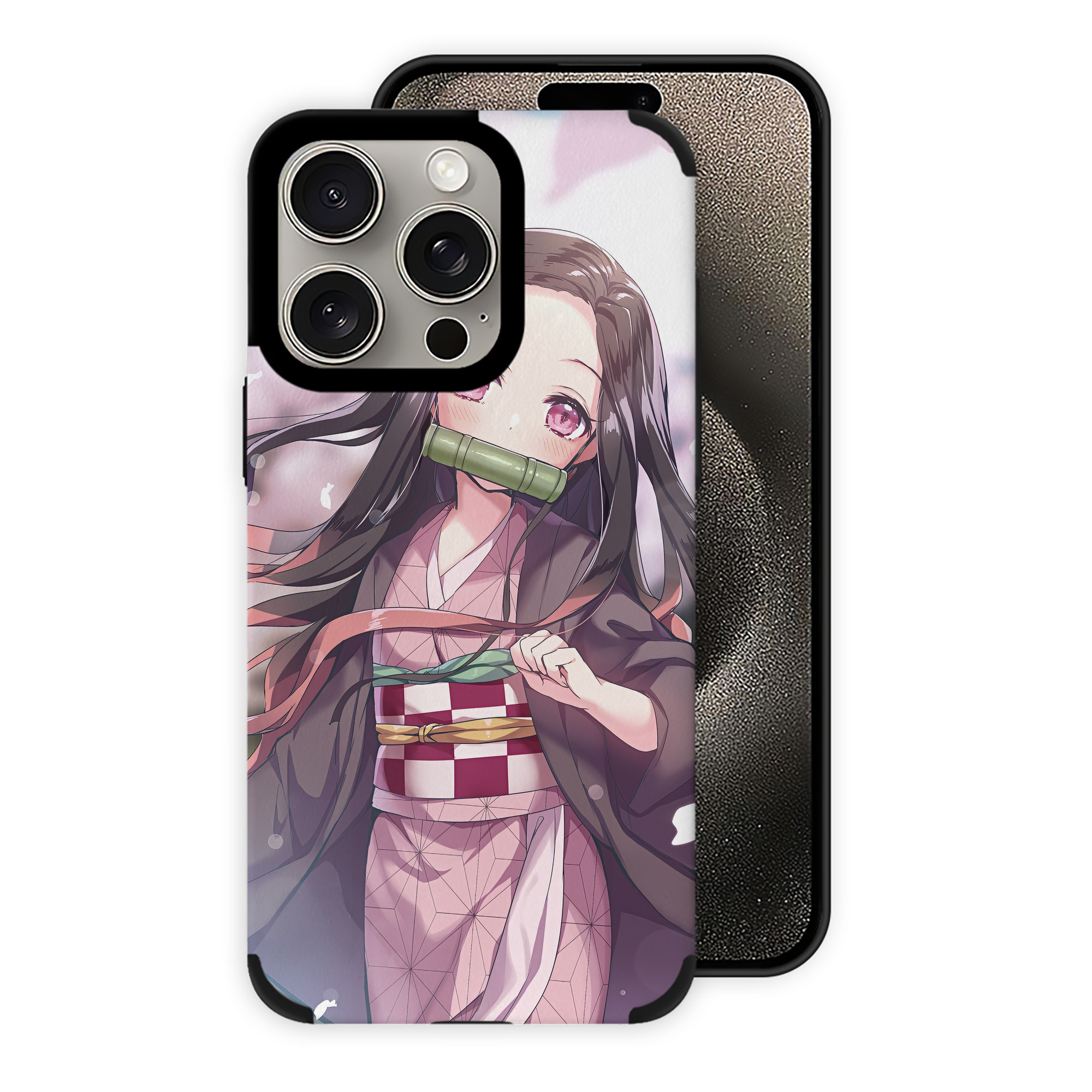 鬼滅の刃（きめつのやいば）竈門 禰󠄀豆子／かまど ねずこ Kamado Nezuko 【iPhone15ProMax対応】 PUレザー スマホケース 耐衝撃＆黄変防止