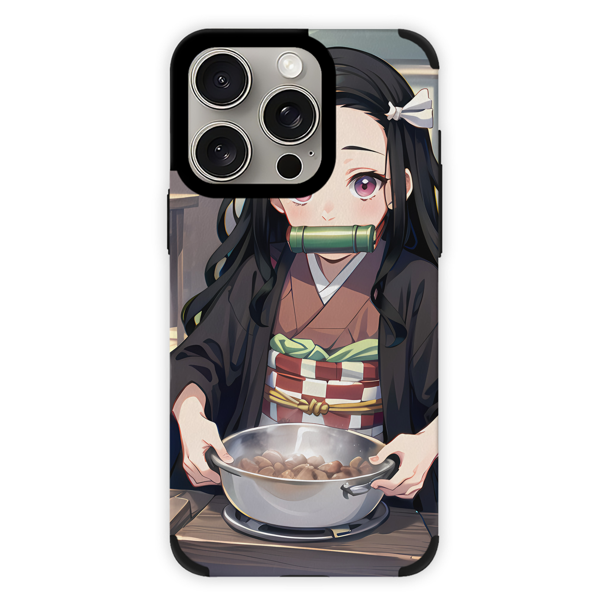 （画像用） 鬼滅の刃（きめつのやいば）竈門 禰󠄀豆子／かまど ねずこ Kamado Nezuko 【iPhone15ProMax対応】 PUレザー スマホケース 耐衝撃＆黄変防止