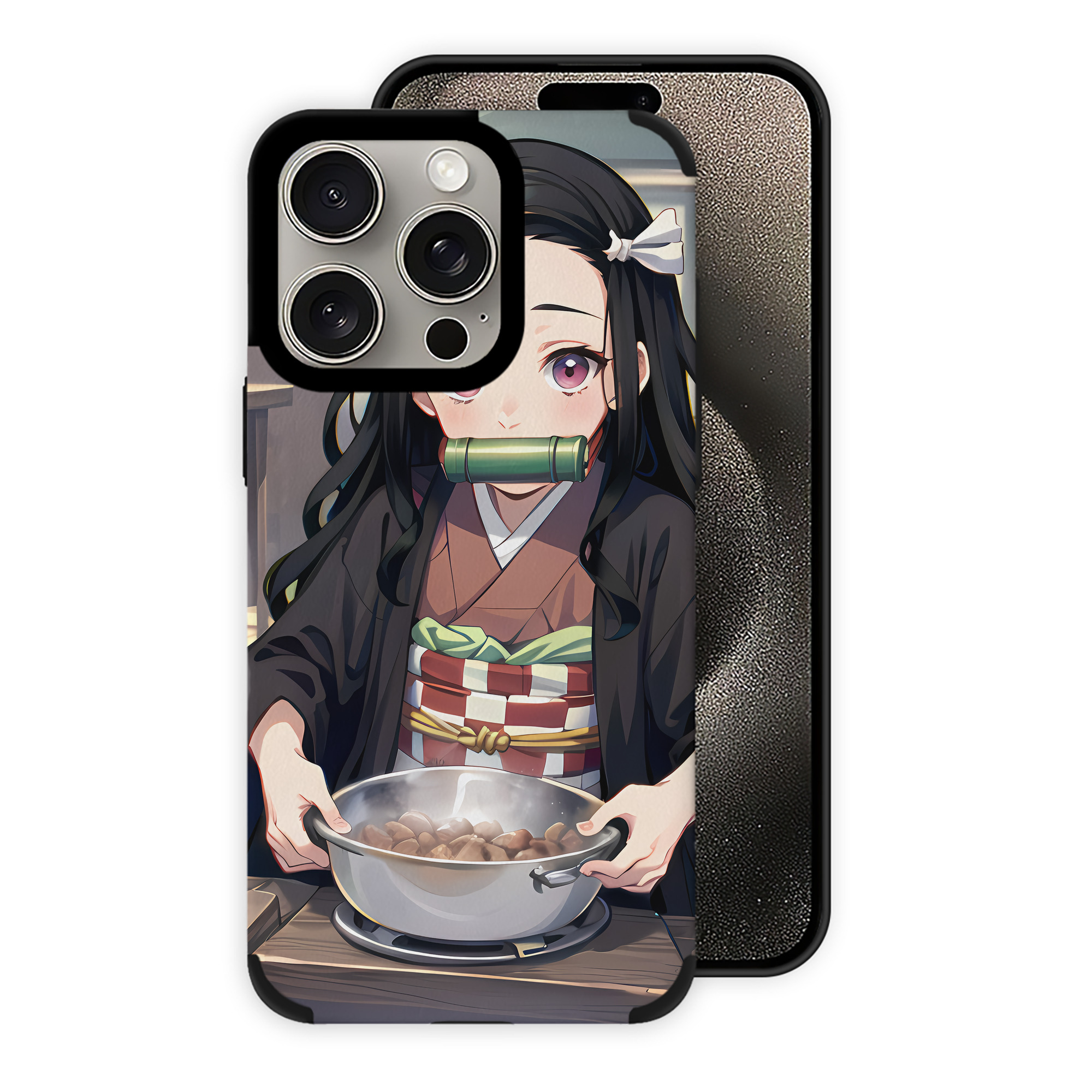 （画像用） 鬼滅の刃（きめつのやいば）竈門 禰󠄀豆子／かまど ねずこ Kamado Nezuko 【iPhone15ProMax対応】 PUレザー スマホケース 耐衝撃＆黄変防止