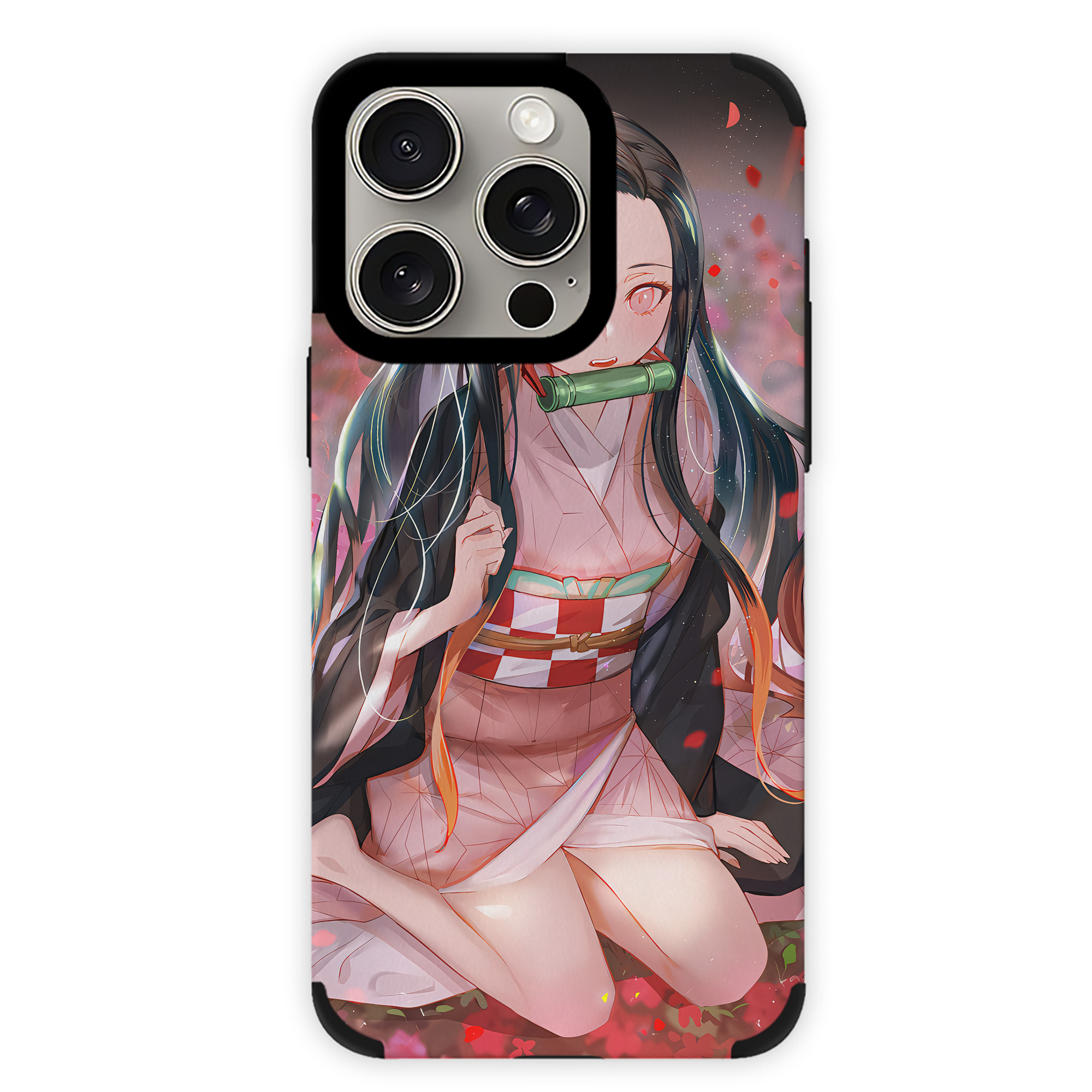 （画像用） 鬼滅の刃（きめつのやいば）竈門 禰󠄀豆子／かまど ねずこ Kamado Nezuko 【iPhone15ProMax対応】 PUレザー スマホケース 耐衝撃＆黄変防止