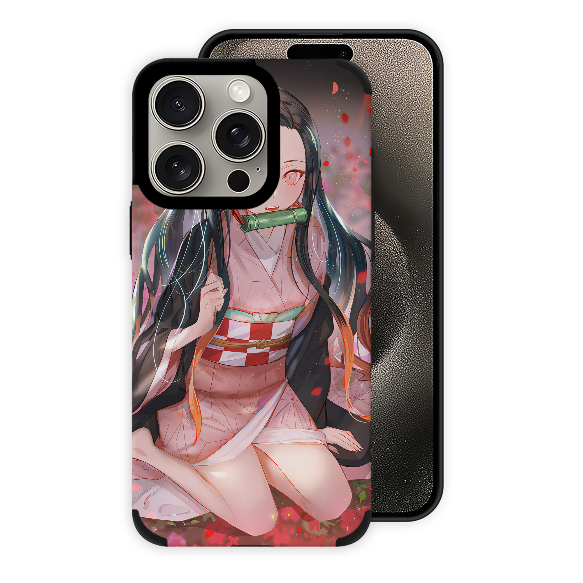 （画像用） 鬼滅の刃（きめつのやいば）竈門 禰󠄀豆子／かまど ねずこ Kamado Nezuko 【iPhone15ProMax対応】 PUレザー スマホケース 耐衝撃＆黄変防止