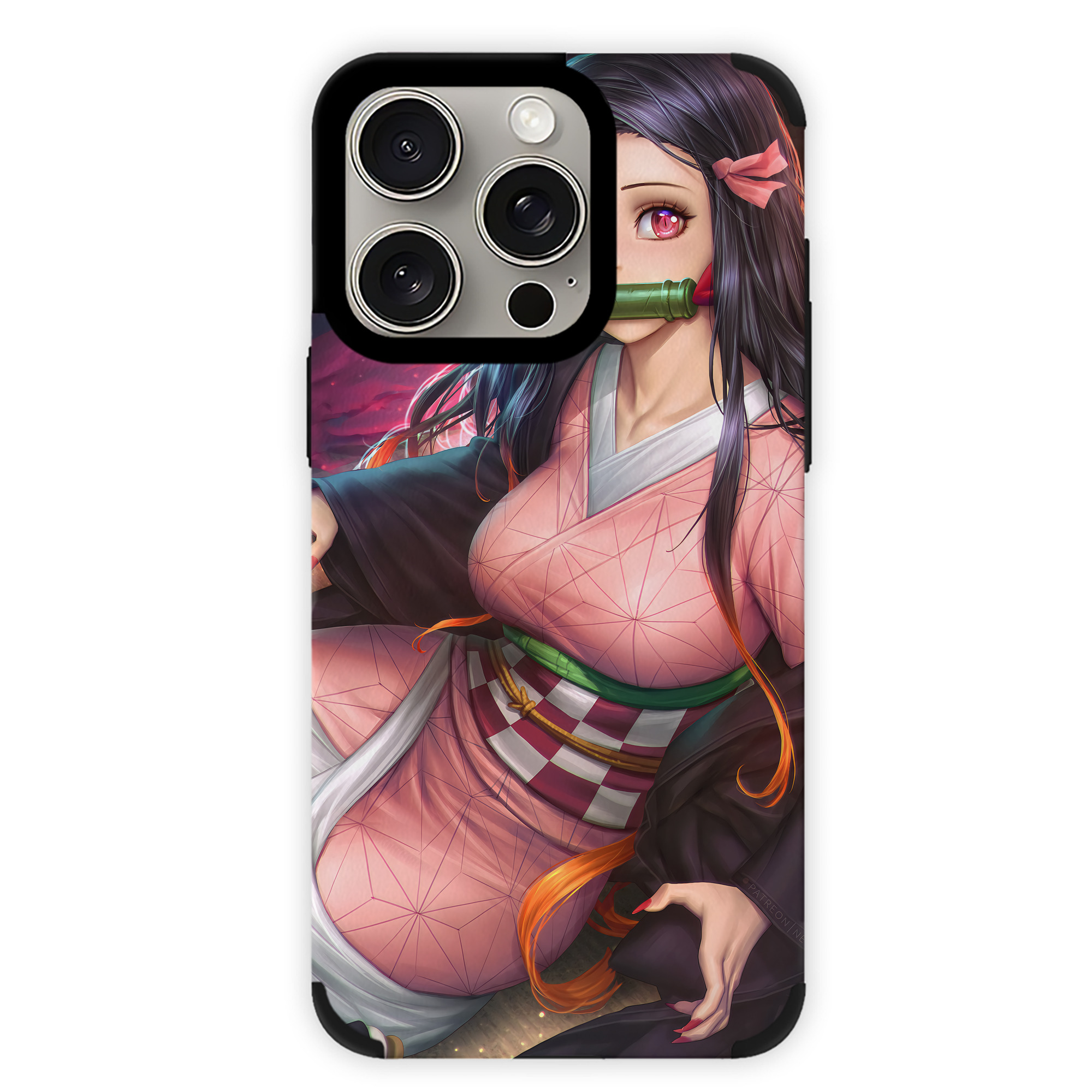 （画像用） 鬼滅の刃（きめつのやいば）竈門 禰󠄀豆子／かまど ねずこ Kamado Nezuko 【iPhone15ProMax対応】 PUレザー スマホケース 耐衝撃＆黄変防止