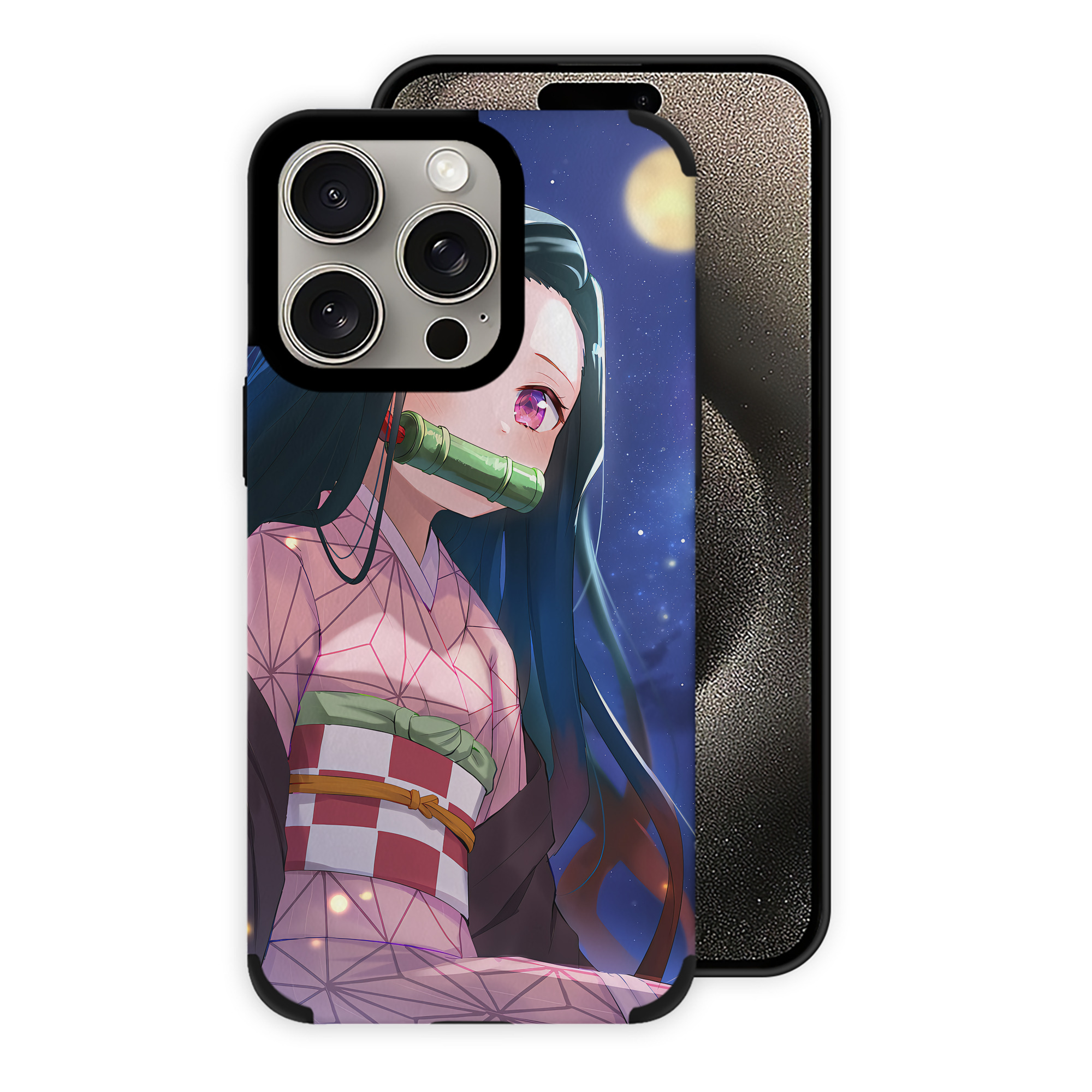 （画像用） 鬼滅の刃（きめつのやいば）竈門 禰󠄀豆子／かまど ねずこ Kamado Nezuko 【iPhone15ProMax対応】 PUレザー スマホケース 耐衝撃＆黄変防止