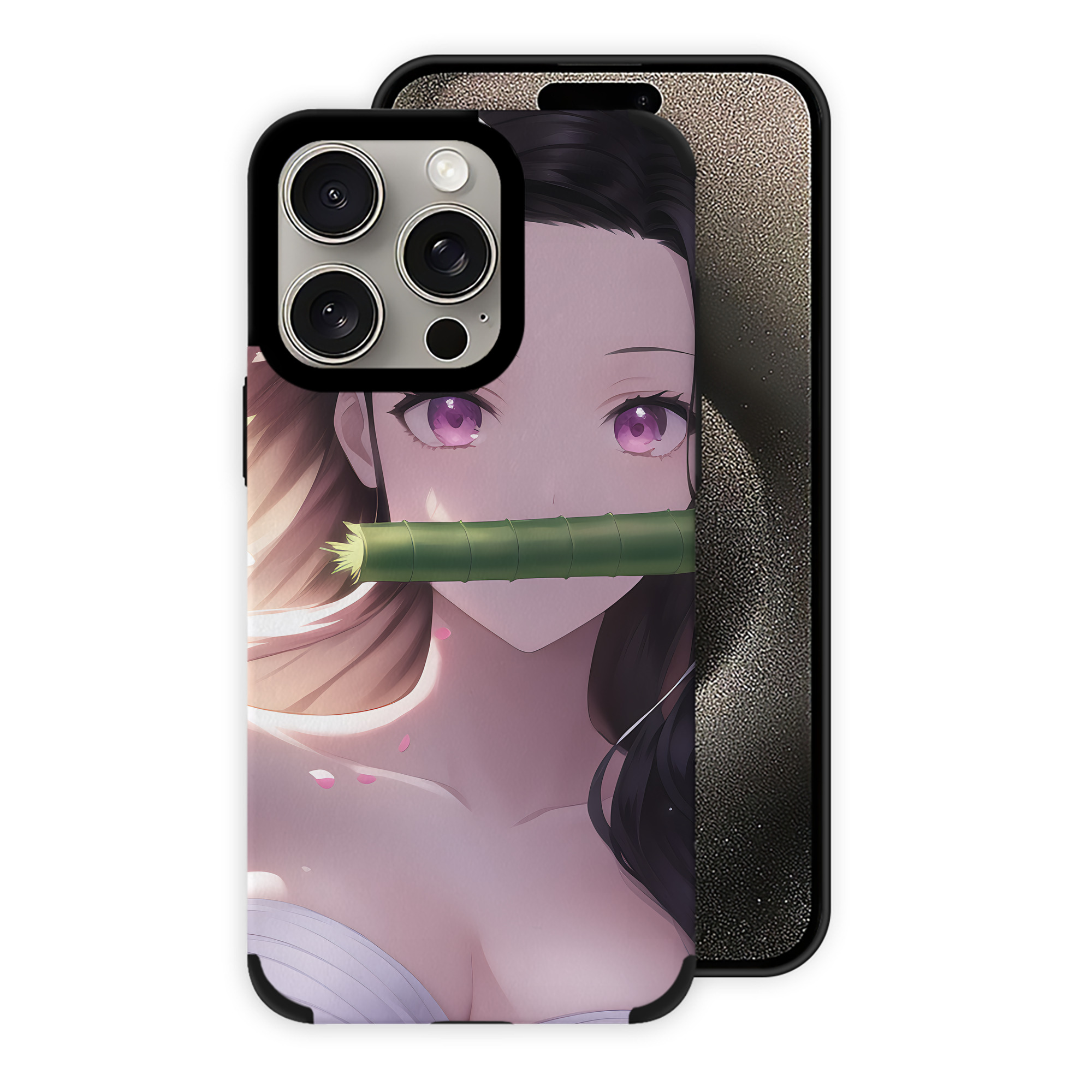 （画像用） 鬼滅の刃（きめつのやいば）竈門 禰󠄀豆子／かまど ねずこ Kamado Nezuko 【iPhone15ProMax対応】 PUレザー スマホケース 耐衝撃＆黄変防止
