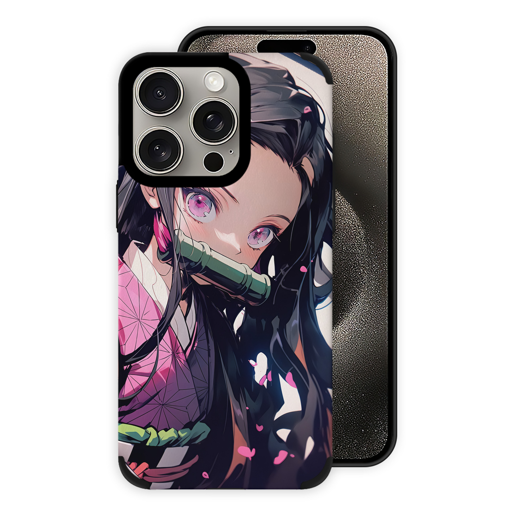 （画像用） 鬼滅の刃（きめつのやいば）竈門 禰󠄀豆子／かまど ねずこ Kamado Nezuko 【iPhone15ProMax対応】 PUレザー スマホケース 耐衝撃＆黄変防止