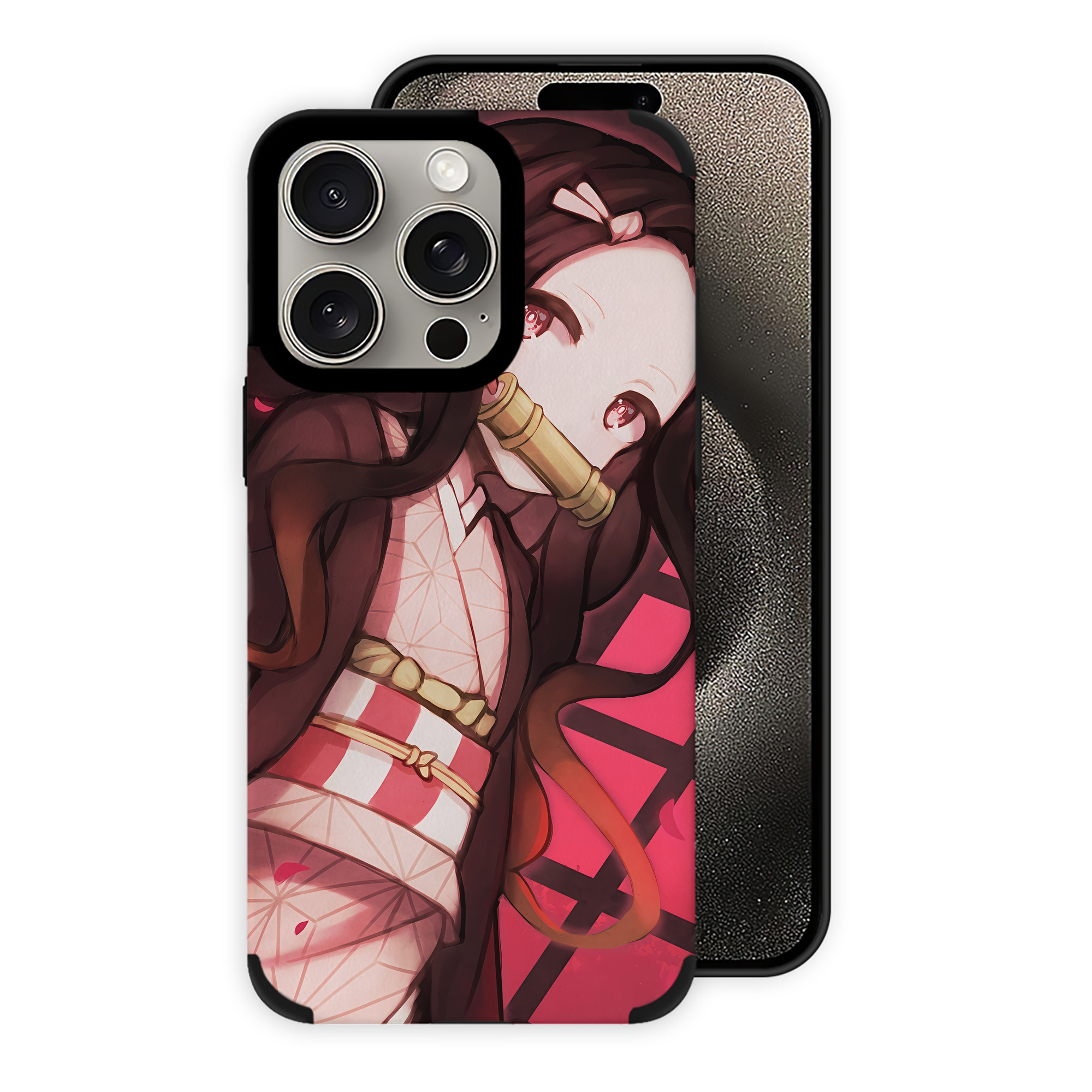 （画像用） 鬼滅の刃（きめつのやいば）竈門 禰󠄀豆子／かまど ねずこ Kamado Nezuko 【iPhone15ProMax対応】 PUレザー スマホケース 耐衝撃＆黄変防止