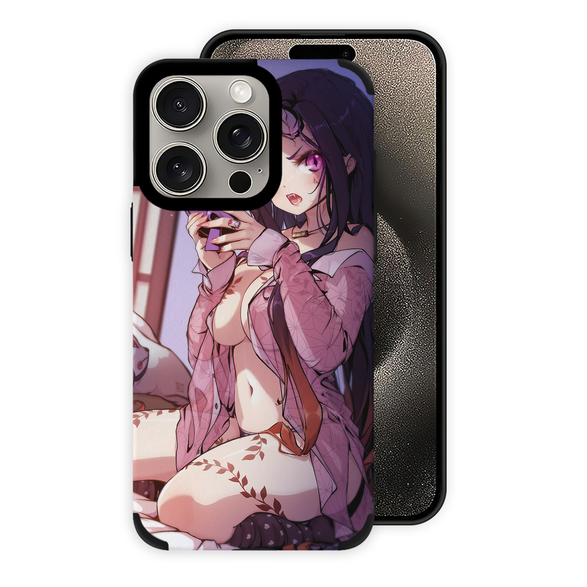 （画像用） 鬼滅の刃（きめつのやいば）竈門 禰󠄀豆子／かまど ねずこ Kamado Nezuko 【iPhone15ProMax対応】 PUレザー スマホケース 耐衝撃＆黄変防止