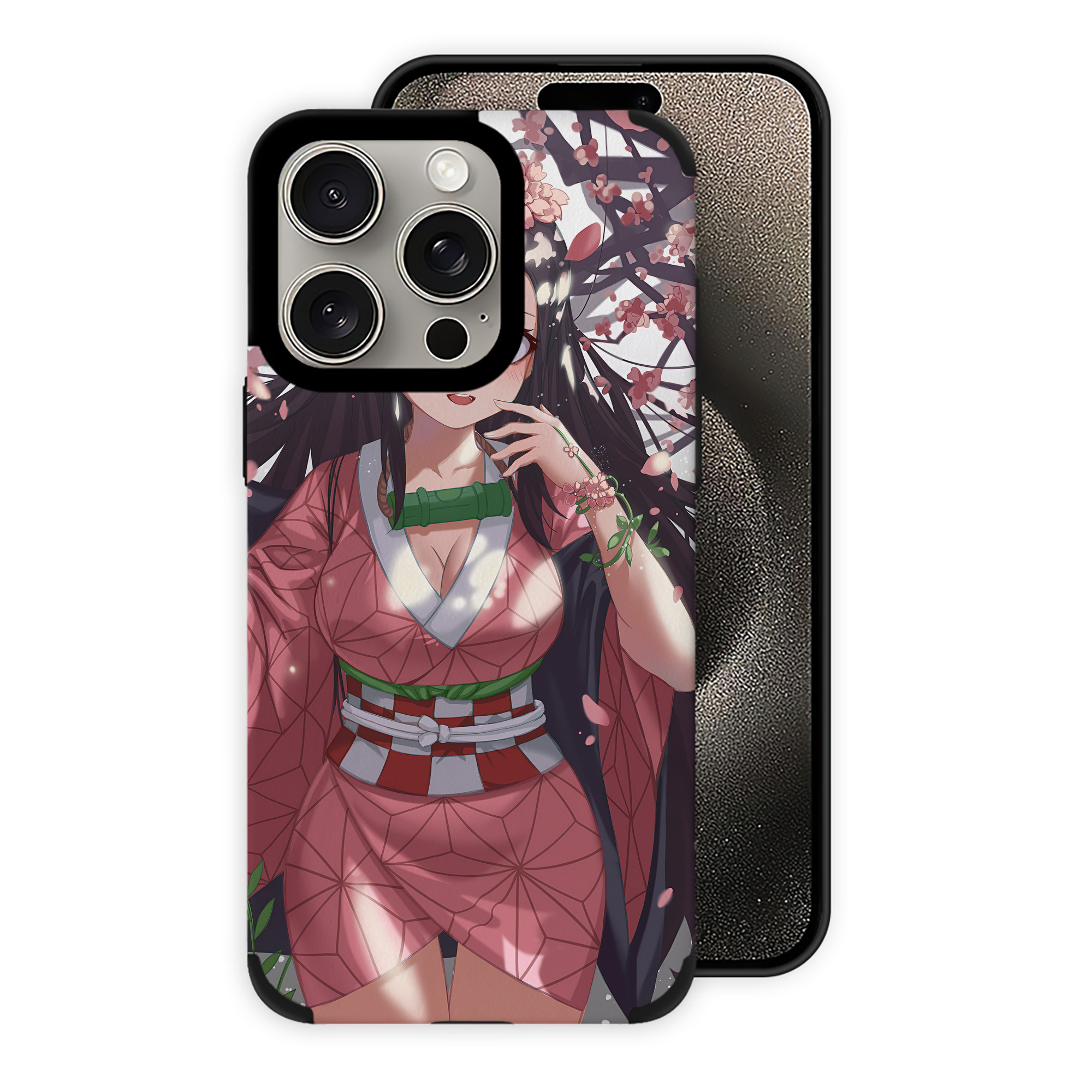 （画像用） 鬼滅の刃（きめつのやいば）竈門 禰󠄀豆子／かまど ねずこ Kamado Nezuko 【iPhone15ProMax対応】 PUレザー スマホケース 耐衝撃＆黄変防止
