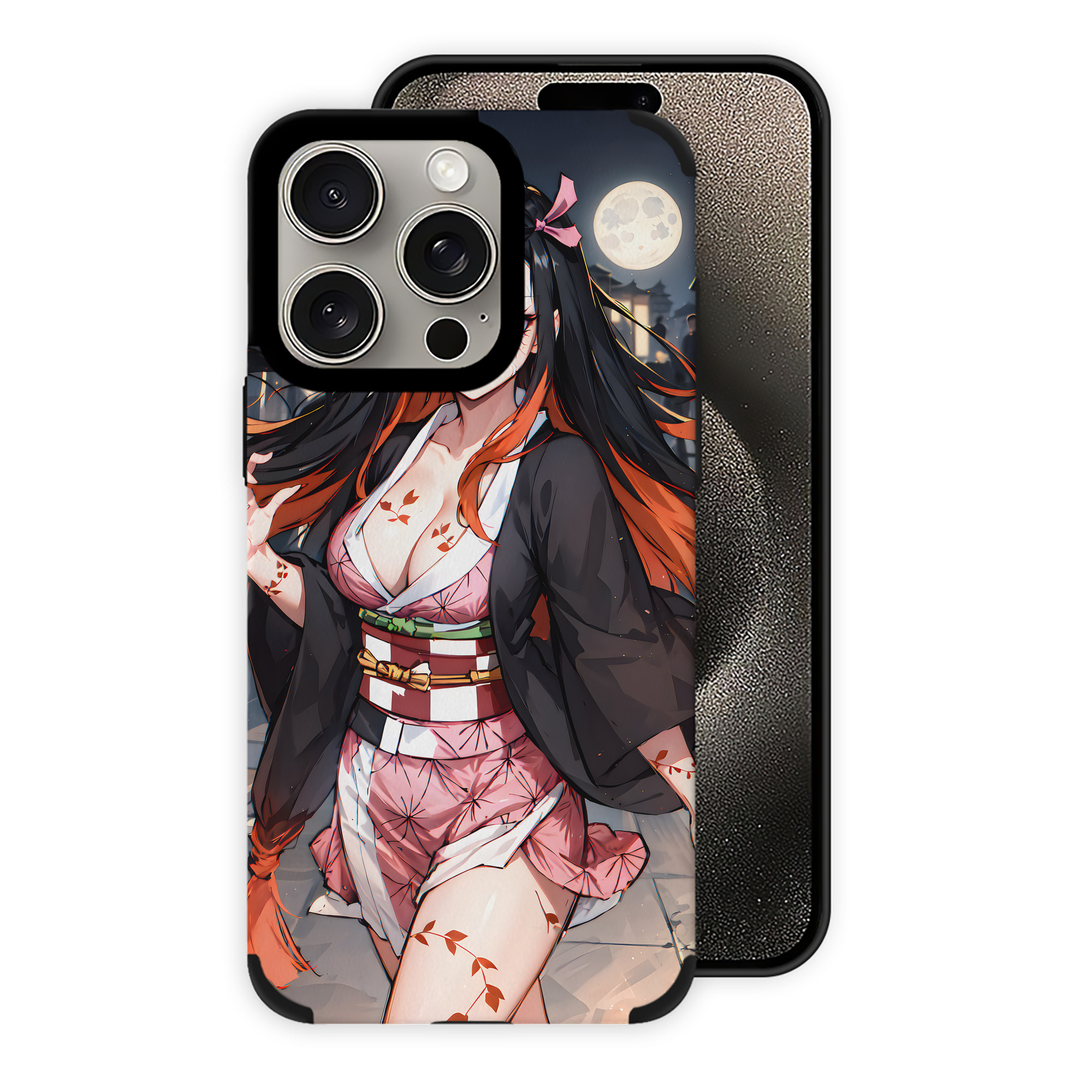 （画像用） 鬼滅の刃（きめつのやいば）竈門 禰󠄀豆子／かまど ねずこ Kamado Nezuko 【iPhone15ProMax対応】 PUレザー スマホケース 耐衝撃＆黄変防止