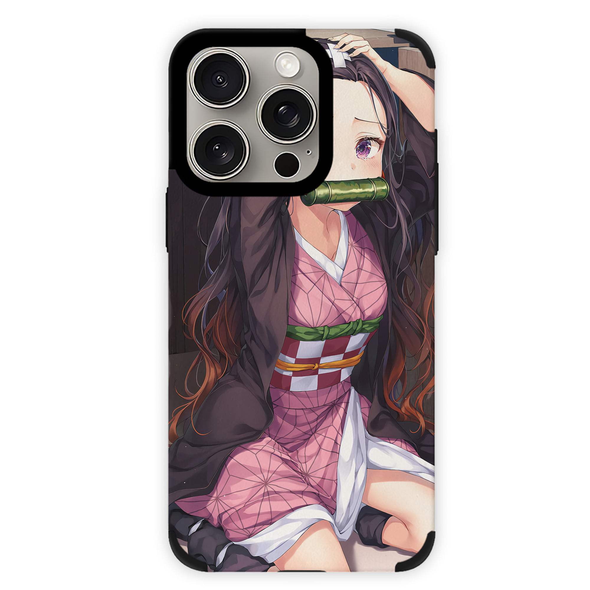 （画像用） 鬼滅の刃（きめつのやいば）竈門 禰󠄀豆子／かまど ねずこ Kamado Nezuko 【iPhone15ProMax対応】 PUレザー スマホケース 耐衝撃＆黄変防止