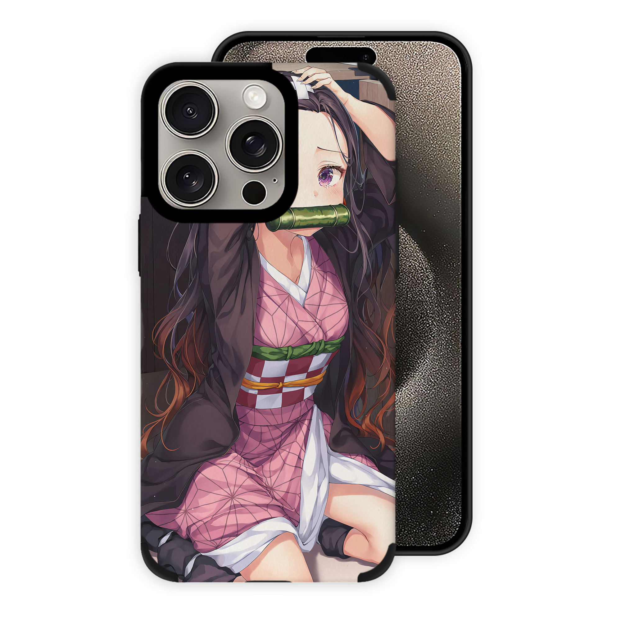 （画像用） 鬼滅の刃（きめつのやいば）竈門 禰󠄀豆子／かまど ねずこ Kamado Nezuko 【iPhone15ProMax対応】 PUレザー スマホケース 耐衝撃＆黄変防止