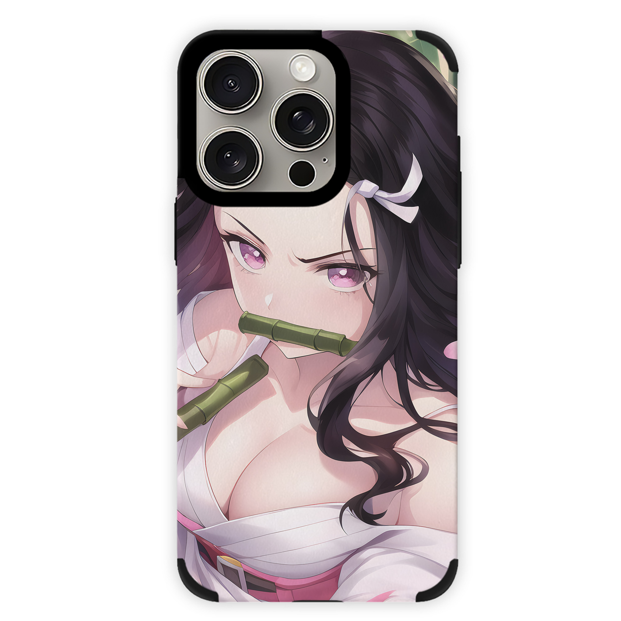 （画像用） 鬼滅の刃（きめつのやいば）竈門 禰󠄀豆子／かまど ねずこ Kamado Nezuko 【iPhone15ProMax対応】 PUレザー スマホケース 耐衝撃＆黄変防止
