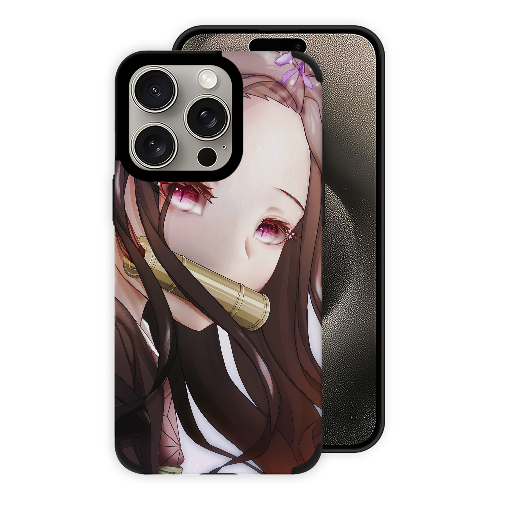 （画像用） 鬼滅の刃（きめつのやいば）竈門 禰󠄀豆子／かまど ねずこ Kamado Nezuko 【iPhone15ProMax対応】 PUレザー スマホケース 耐衝撃＆黄変防止