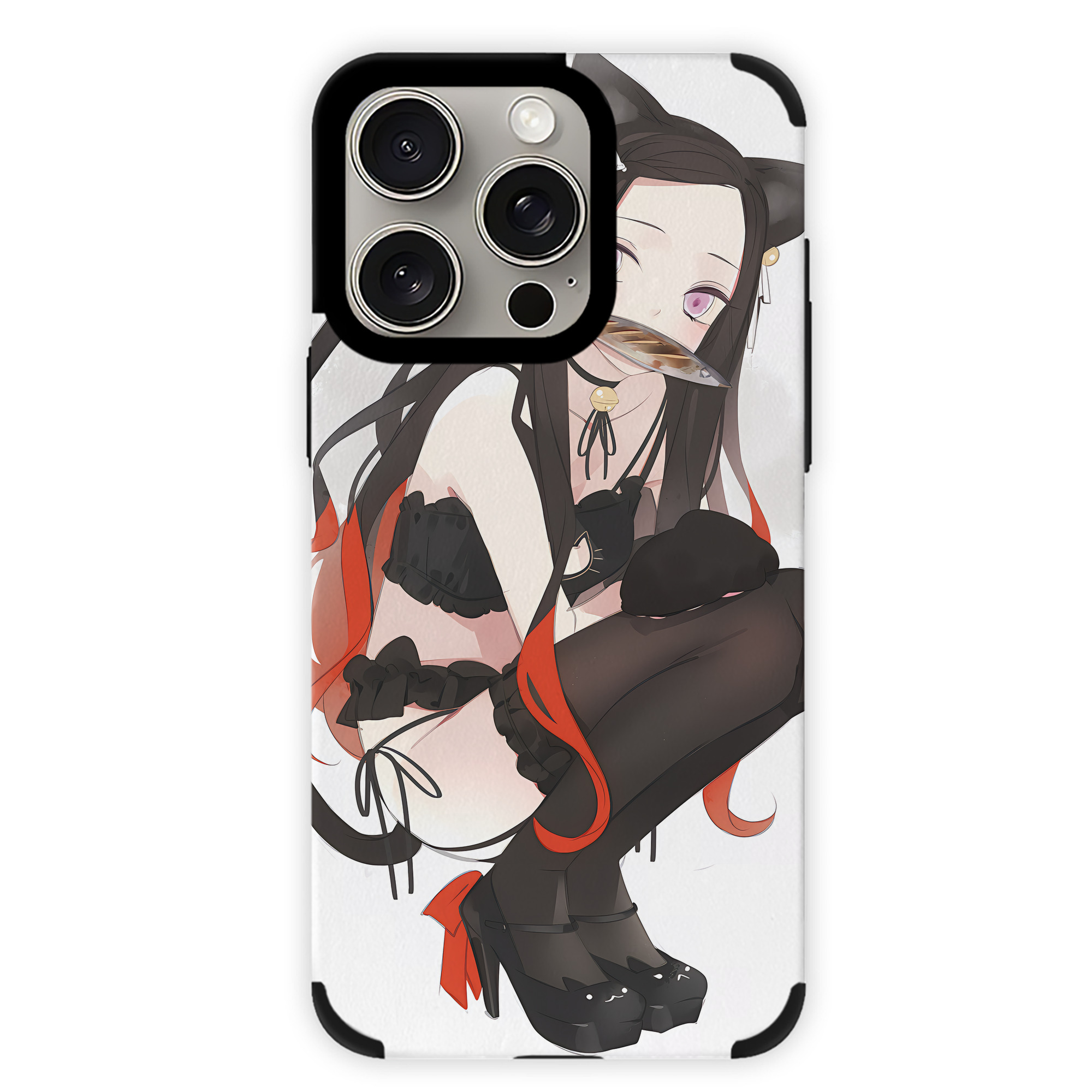 （画像用） 鬼滅の刃（きめつのやいば）竈門 禰󠄀豆子／かまど ねずこ Kamado Nezuko 【iPhone15ProMax対応】 PUレザー スマホケース 耐衝撃＆黄変防止