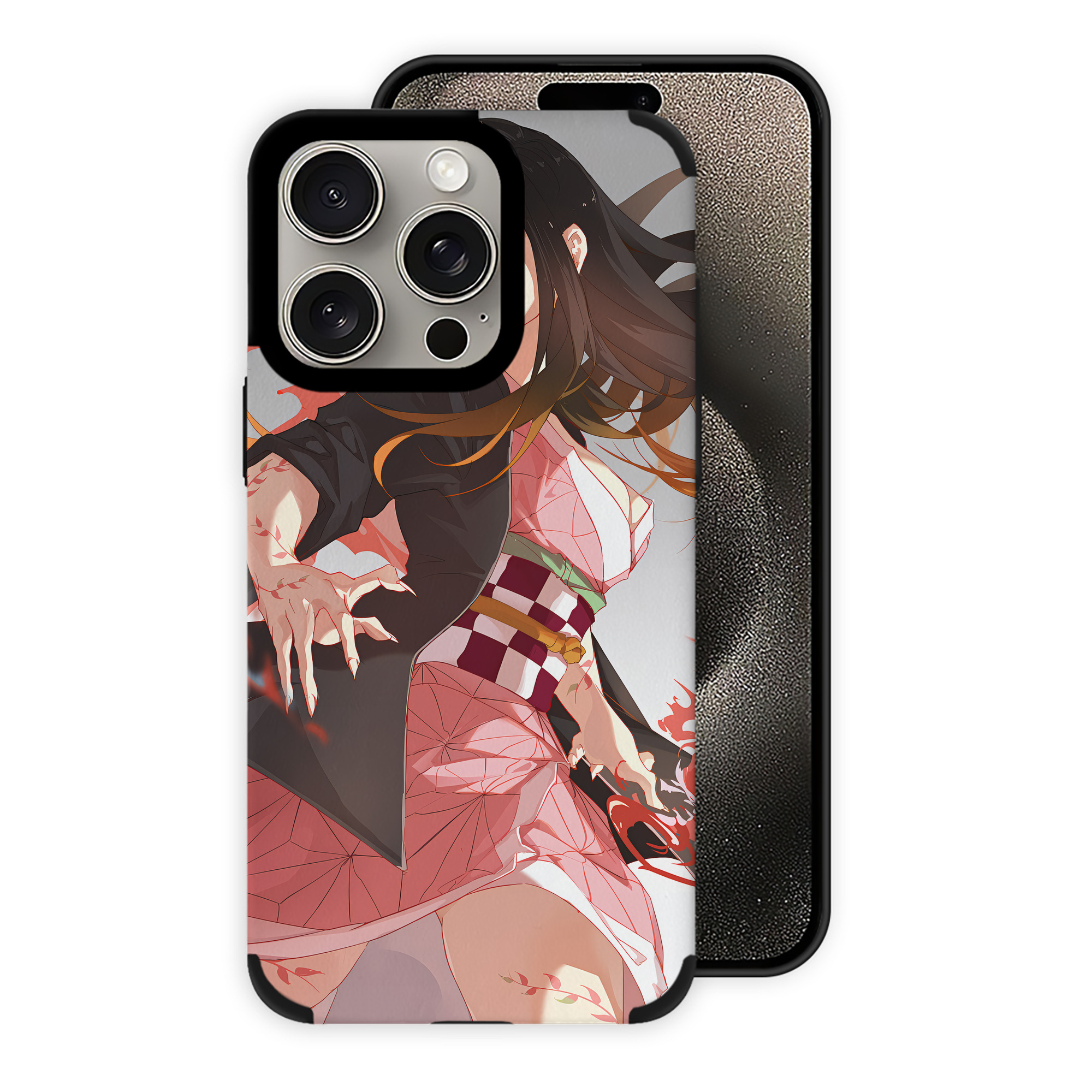 （画像用） 鬼滅の刃（きめつのやいば）竈門 禰󠄀豆子／かまど ねずこ Kamado Nezuko 【iPhone15ProMax対応】 PUレザー スマホケース 耐衝撃＆黄変防止