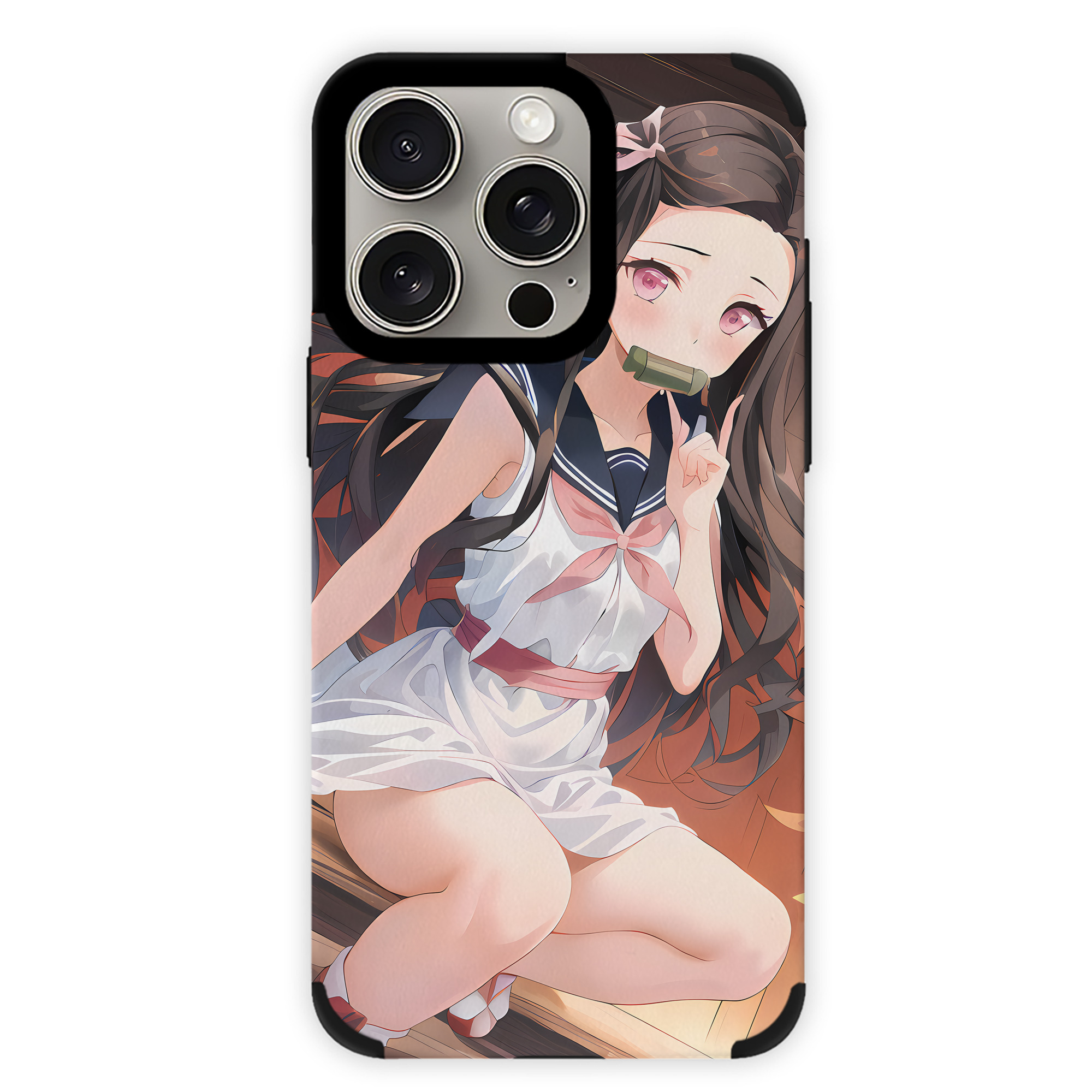 （画像用） 鬼滅の刃（きめつのやいば）竈門 禰󠄀豆子／かまど ねずこ Kamado Nezuko 【iPhone15ProMax対応】 PUレザー スマホケース 耐衝撃＆黄変防止