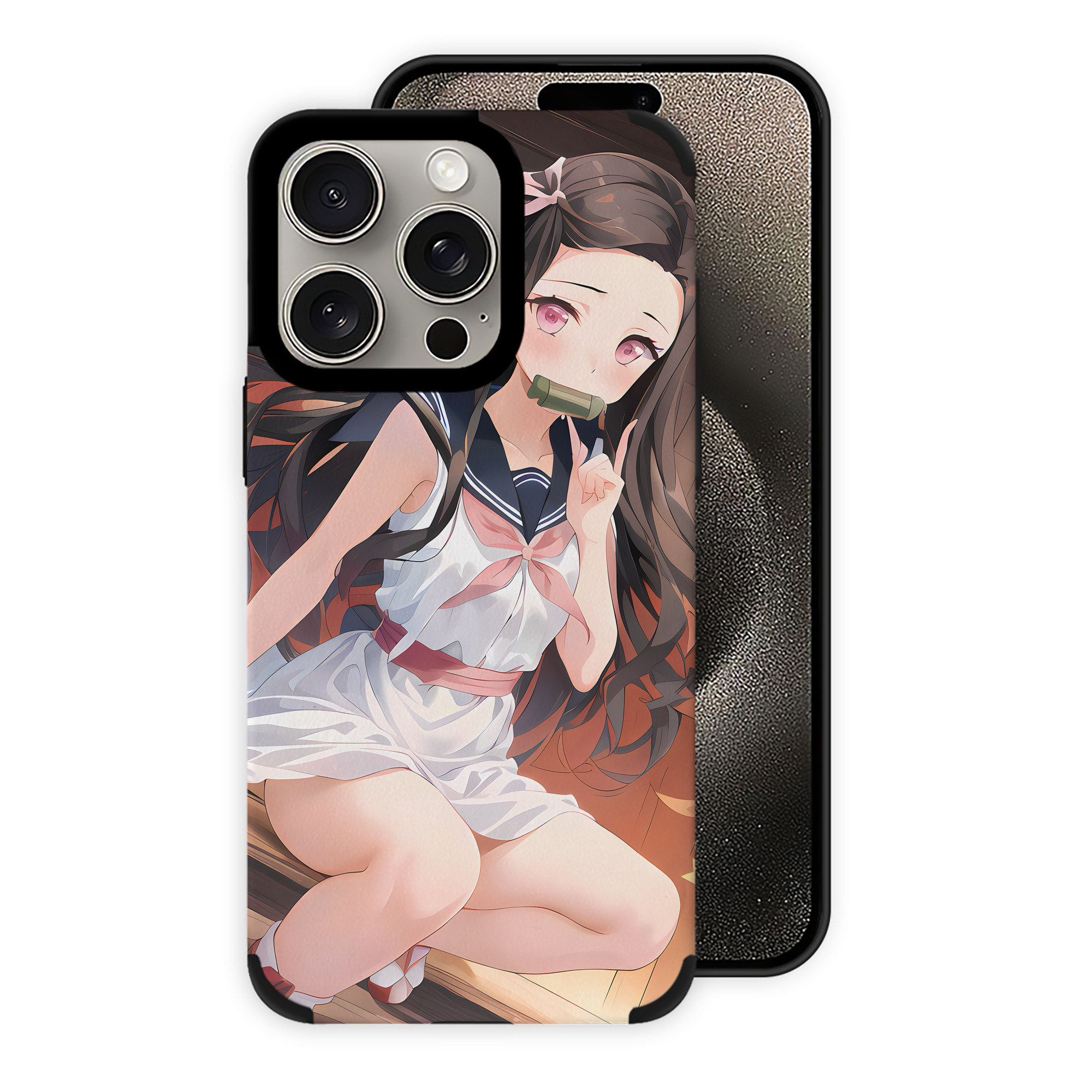 （画像用） 鬼滅の刃（きめつのやいば）竈門 禰󠄀豆子／かまど ねずこ Kamado Nezuko 【iPhone15ProMax対応】 PUレザー スマホケース 耐衝撃＆黄変防止