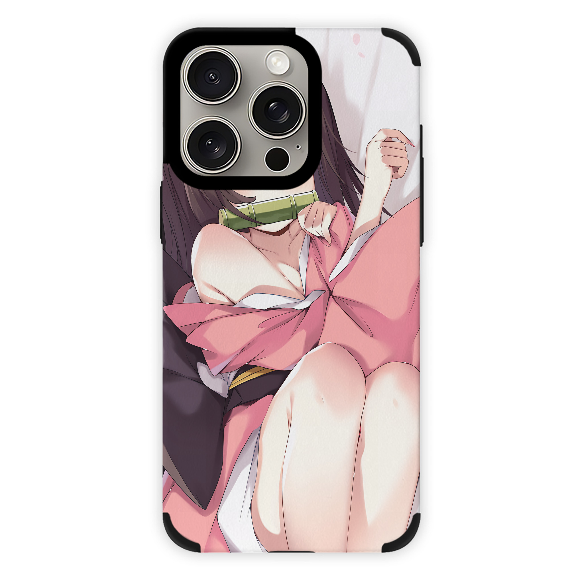 （画像用） 鬼滅の刃（きめつのやいば）竈門 禰󠄀豆子／かまど ねずこ Kamado Nezuko 【iPhone15ProMax対応】 PUレザー スマホケース 耐衝撃＆黄変防止