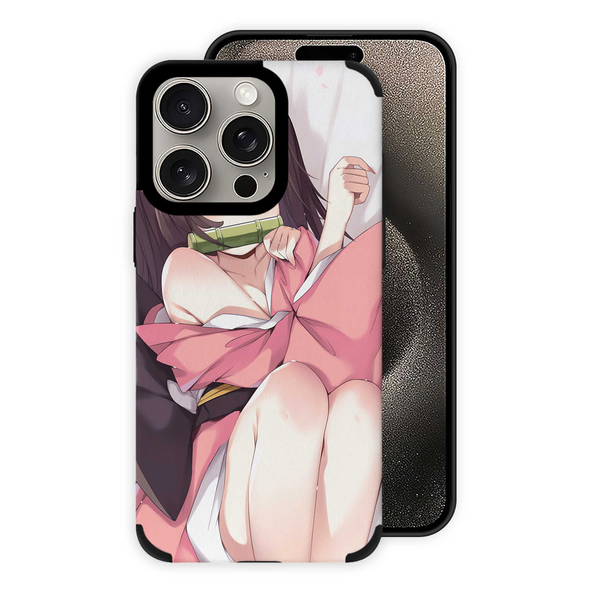 （画像用） 鬼滅の刃（きめつのやいば）竈門 禰󠄀豆子／かまど ねずこ Kamado Nezuko 【iPhone15ProMax対応】 PUレザー スマホケース 耐衝撃＆黄変防止