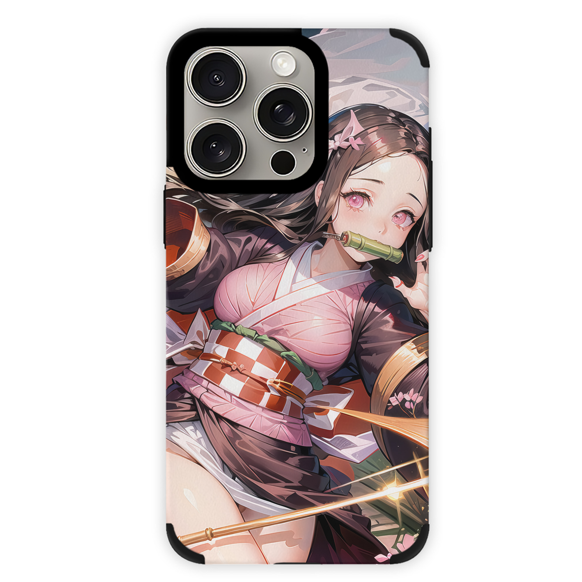（画像用） 鬼滅の刃（きめつのやいば）竈門 禰󠄀豆子／かまど ねずこ Kamado Nezuko 【iPhone15ProMax対応】 PUレザー スマホケース 耐衝撃＆黄変防止