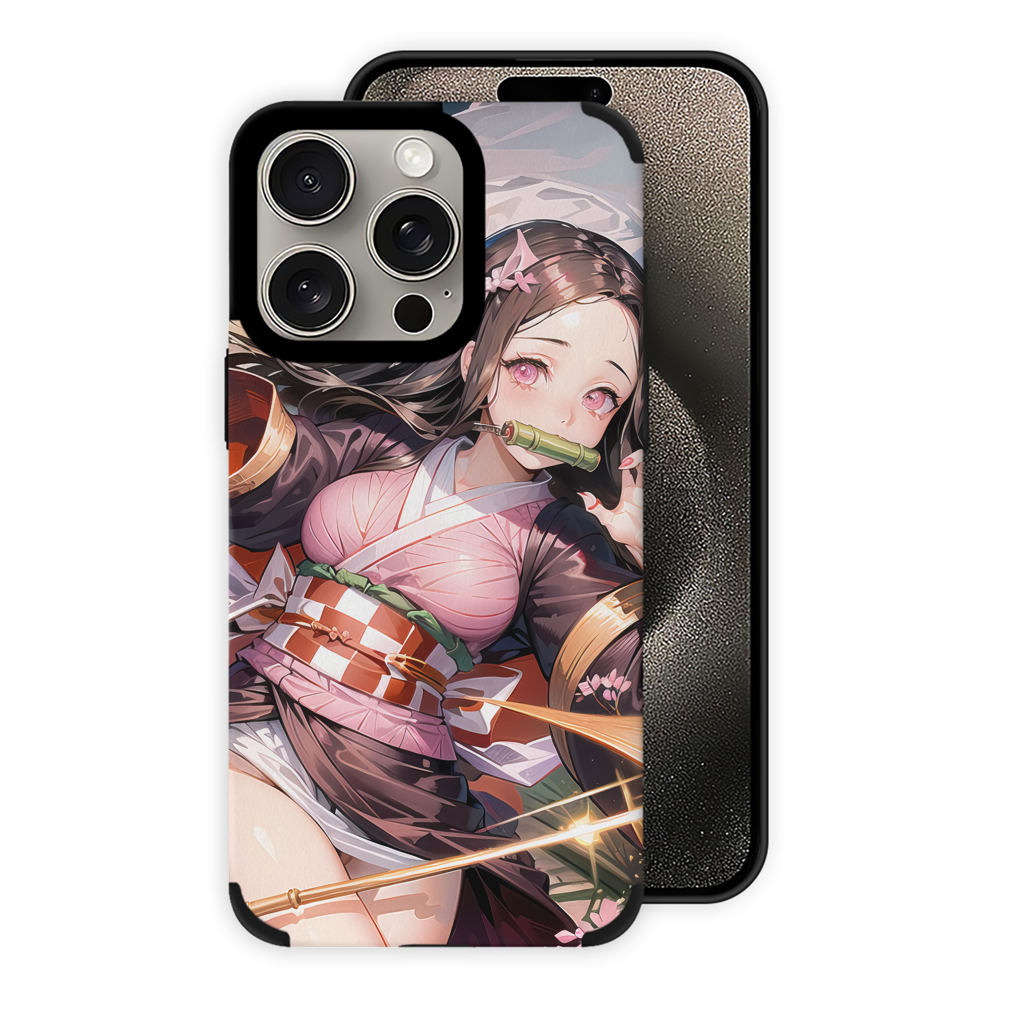 （画像用） 鬼滅の刃（きめつのやいば）竈門 禰󠄀豆子／かまど ねずこ Kamado Nezuko 【iPhone15ProMax対応】 PUレザー スマホケース 耐衝撃＆黄変防止