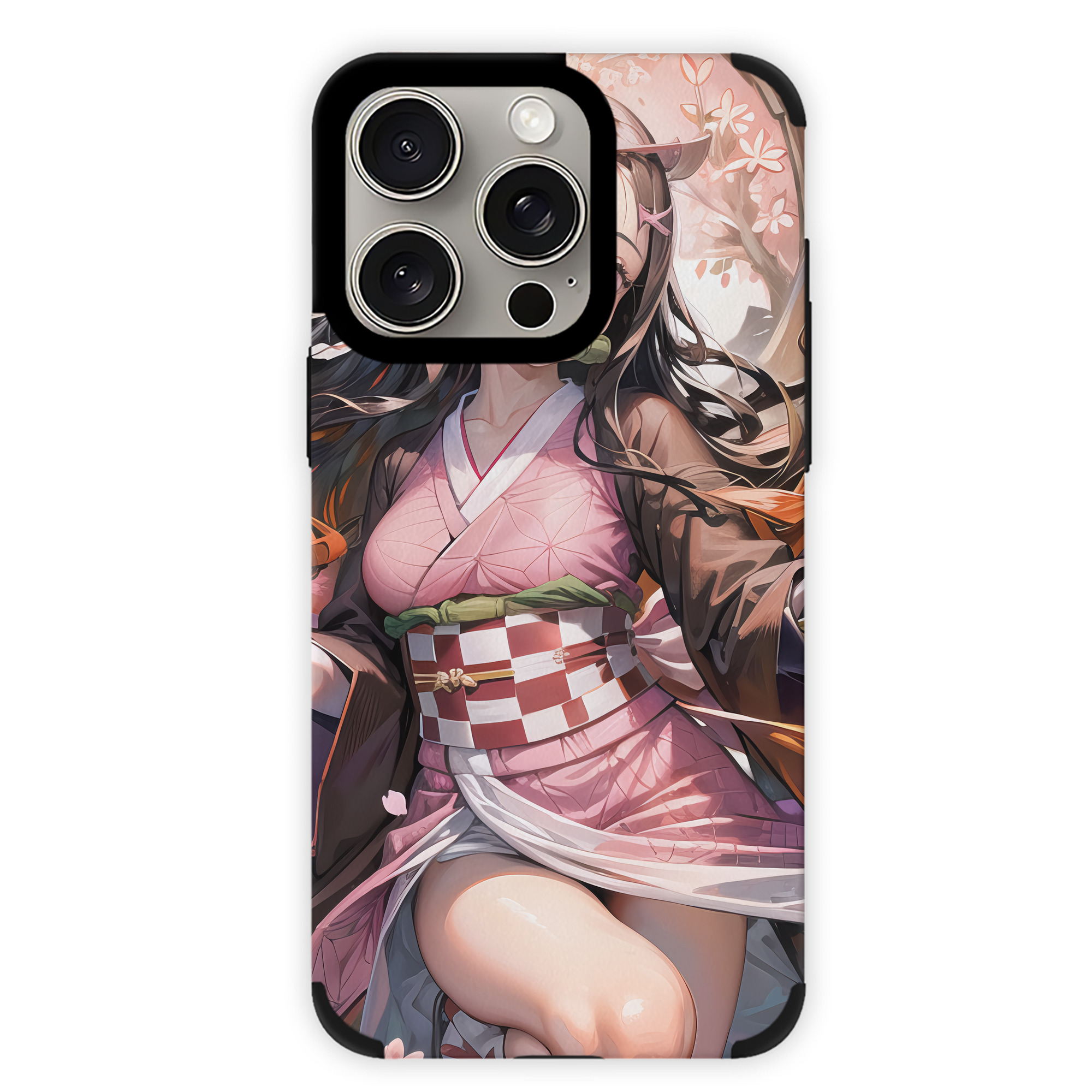 （画像用） 鬼滅の刃（きめつのやいば）竈門 禰󠄀豆子／かまど ねずこ Kamado Nezuko 【iPhone15ProMax対応】 PUレザー スマホケース 耐衝撃＆黄変防止