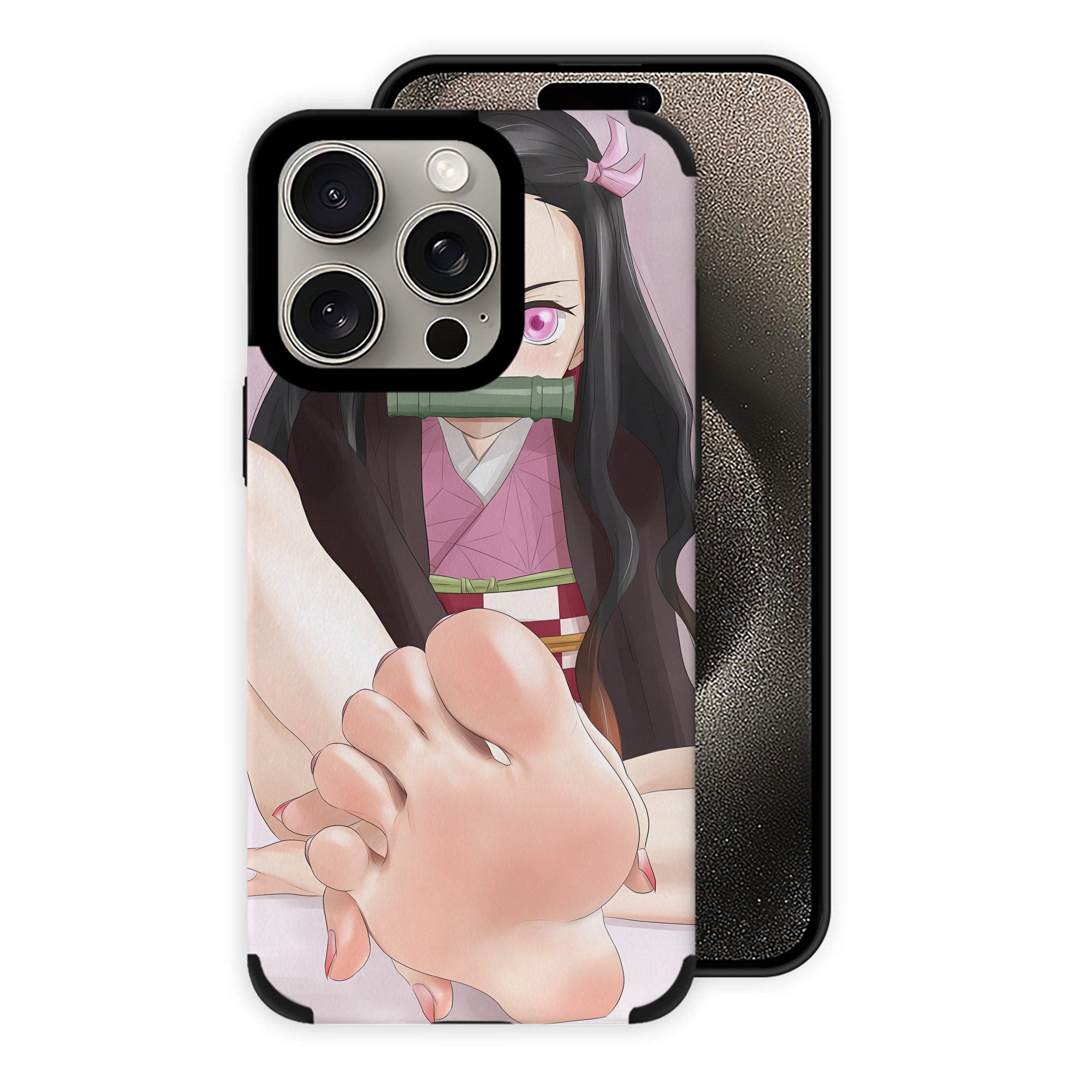 （画像用） 鬼滅の刃（きめつのやいば）竈門 禰󠄀豆子／かまど ねずこ Kamado Nezuko 【iPhone15ProMax対応】 PUレザー スマホケース 耐衝撃＆黄変防止