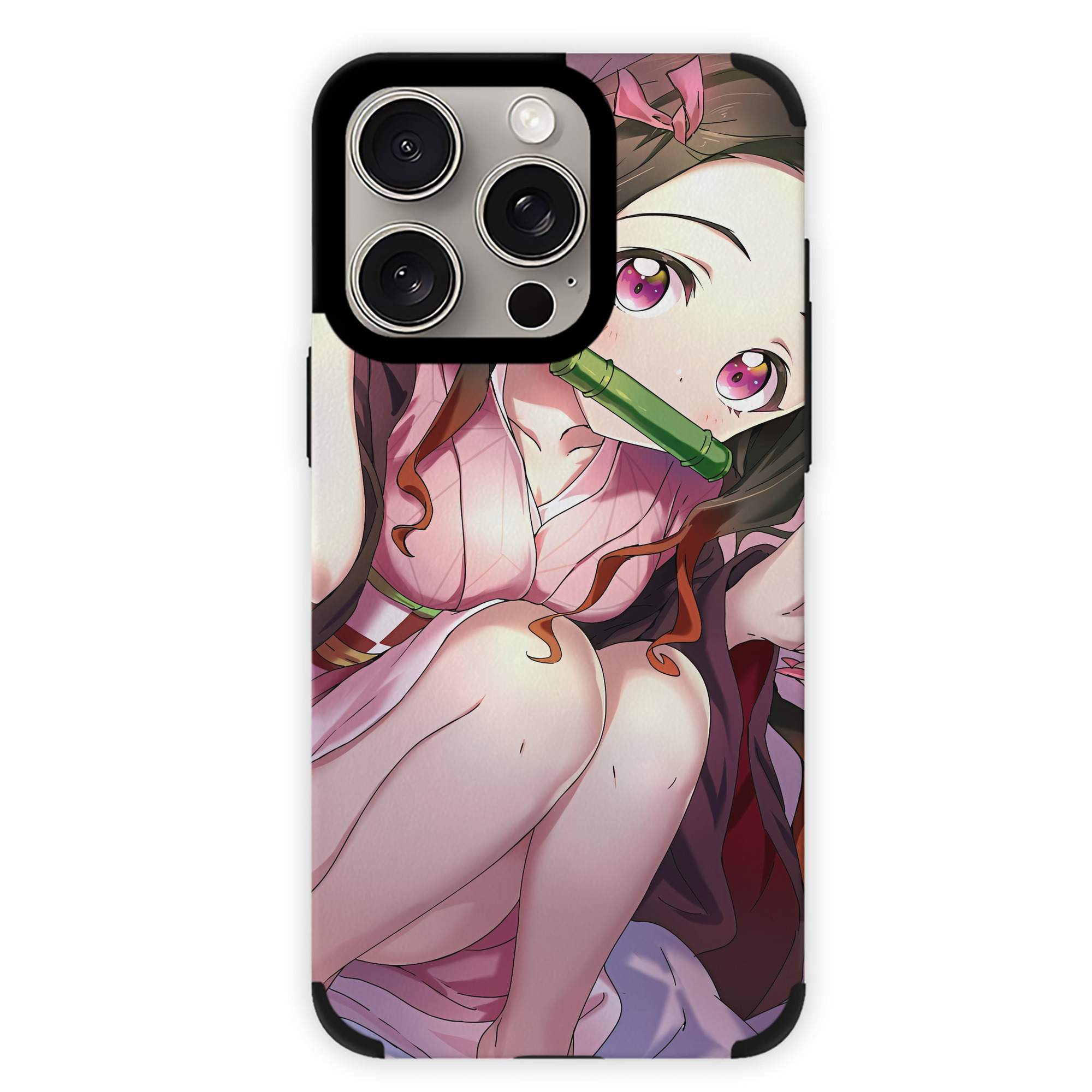 （画像用） 鬼滅の刃（きめつのやいば）竈門 禰󠄀豆子／かまど ねずこ Kamado Nezuko 【iPhone15ProMax対応】 PUレザー スマホケース 耐衝撃＆黄変防止