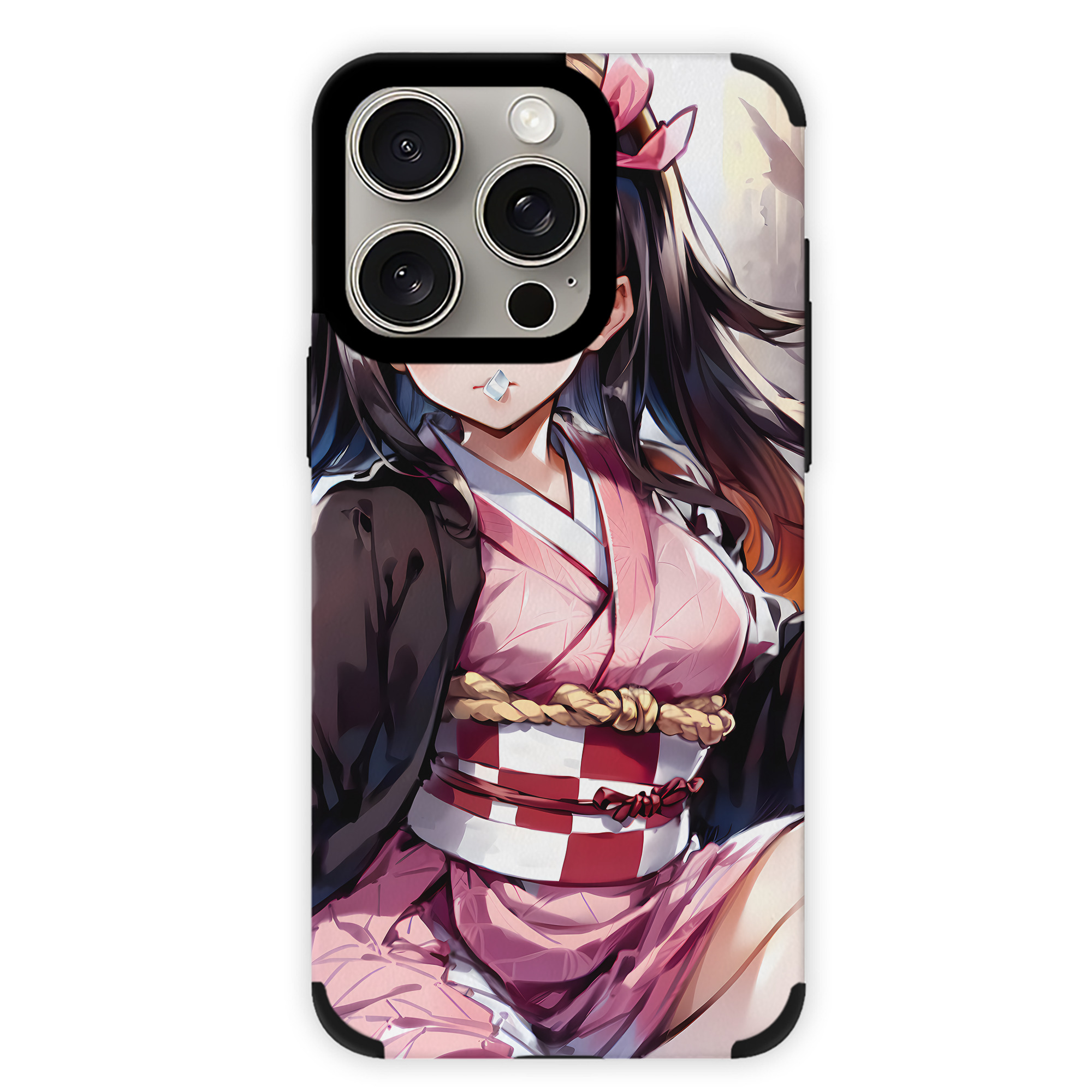 （画像用） 鬼滅の刃（きめつのやいば）竈門 禰󠄀豆子／かまど ねずこ Kamado Nezuko 【iPhone15ProMax対応】 PUレザー スマホケース 耐衝撃＆黄変防止