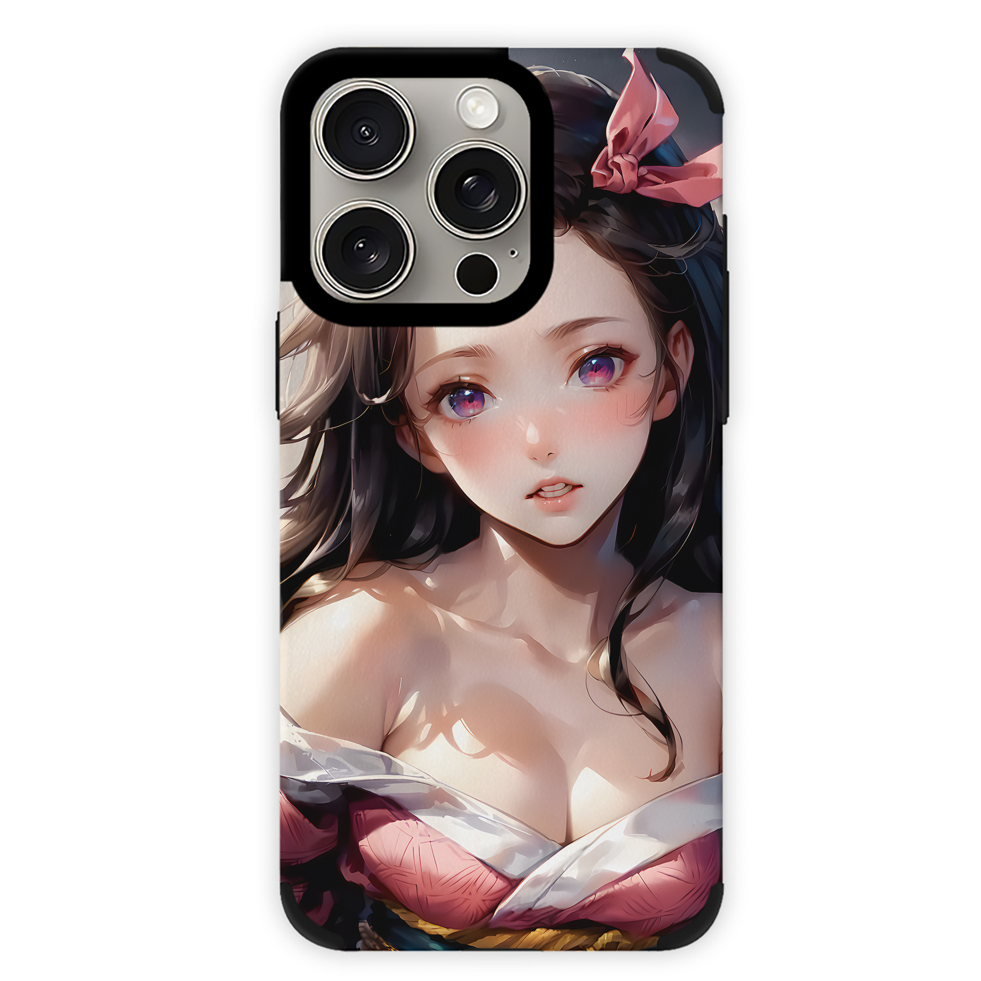 （画像用） 鬼滅の刃（きめつのやいば）竈門 禰󠄀豆子／かまど ねずこ Kamado Nezuko 【iPhone15ProMax対応】 PUレザー スマホケース 耐衝撃＆黄変防止