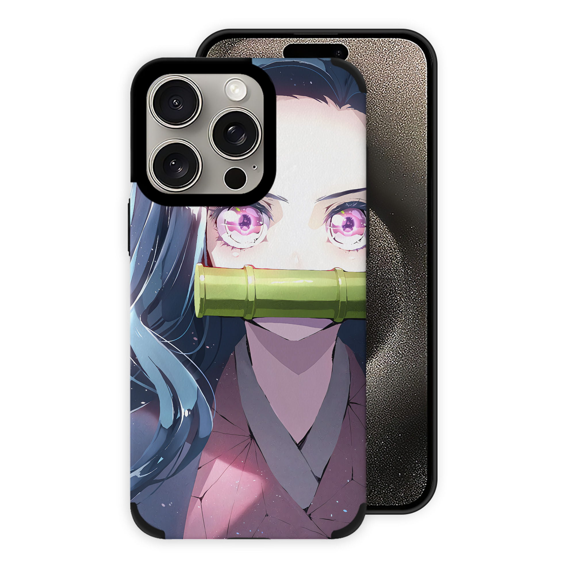 （画像用） 鬼滅の刃（きめつのやいば）竈門 禰󠄀豆子／かまど ねずこ Kamado Nezuko 【iPhone15ProMax対応】 PUレザー スマホケース 耐衝撃＆黄変防止