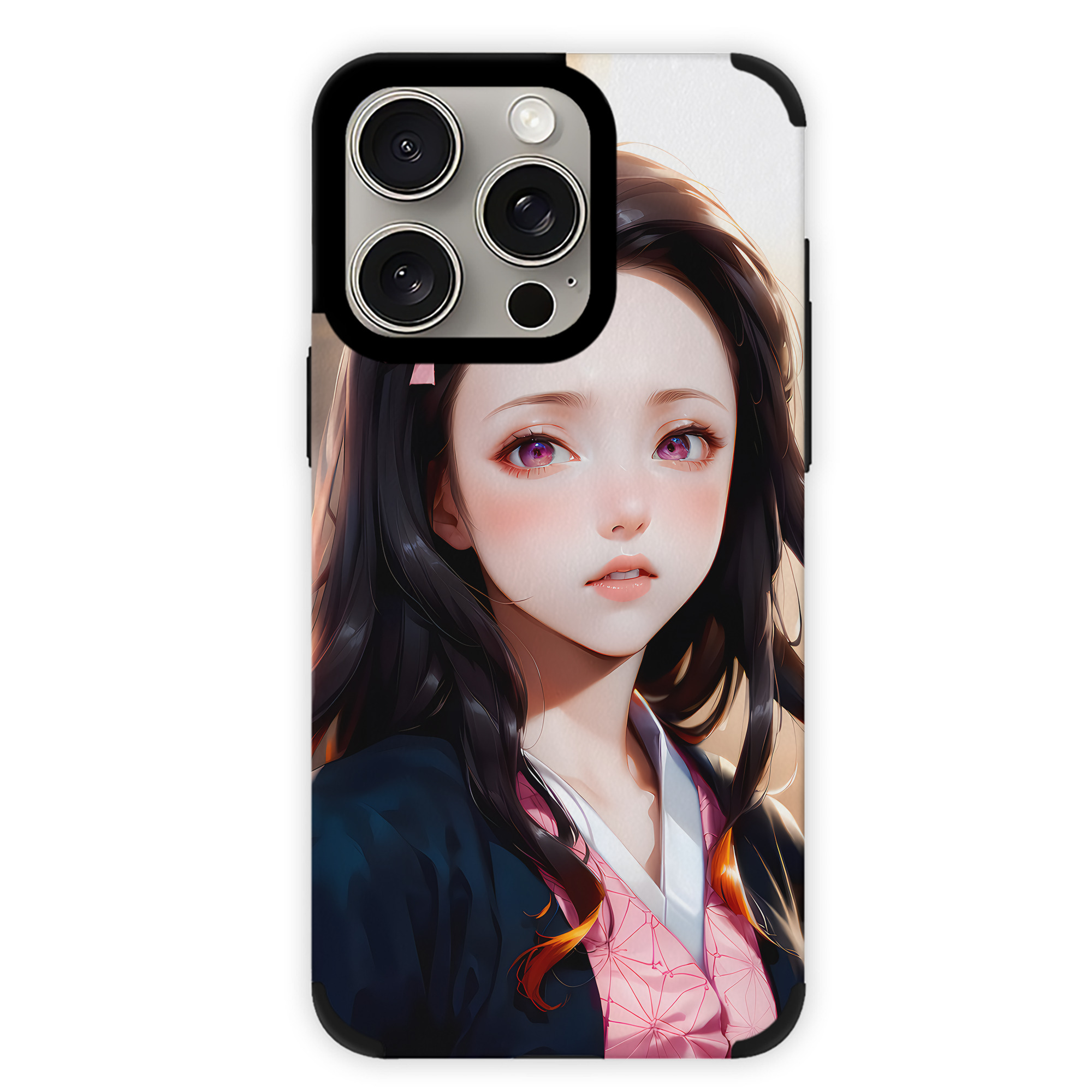 （画像用） 鬼滅の刃（きめつのやいば）竈門 禰󠄀豆子／かまど ねずこ Kamado Nezuko 【iPhone15ProMax対応】 PUレザー スマホケース 耐衝撃＆黄変防止