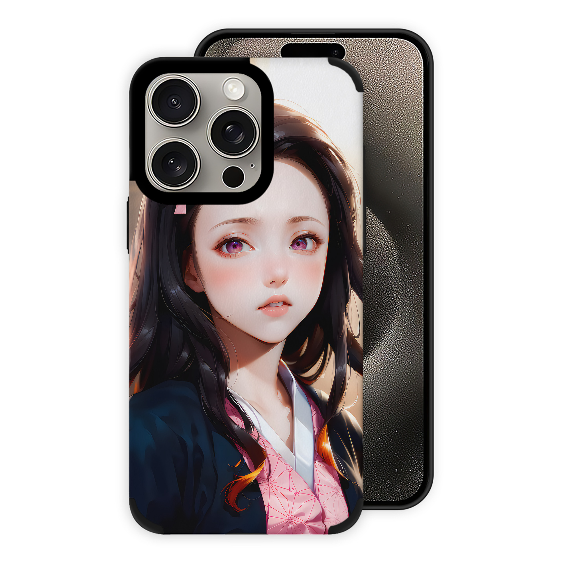 （画像用） 鬼滅の刃（きめつのやいば）竈門 禰󠄀豆子／かまど ねずこ Kamado Nezuko 【iPhone15ProMax対応】 PUレザー スマホケース 耐衝撃＆黄変防止