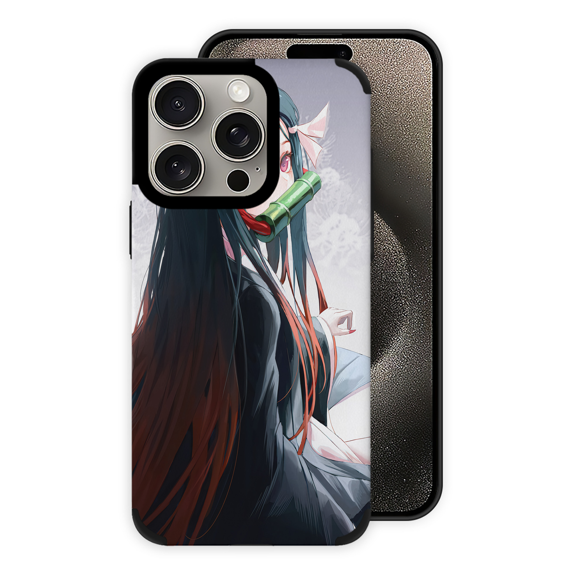 （画像用） 鬼滅の刃（きめつのやいば）竈門 禰󠄀豆子／かまど ねずこ Kamado Nezuko 【iPhone15ProMax対応】 PUレザー スマホケース 耐衝撃＆黄変防止