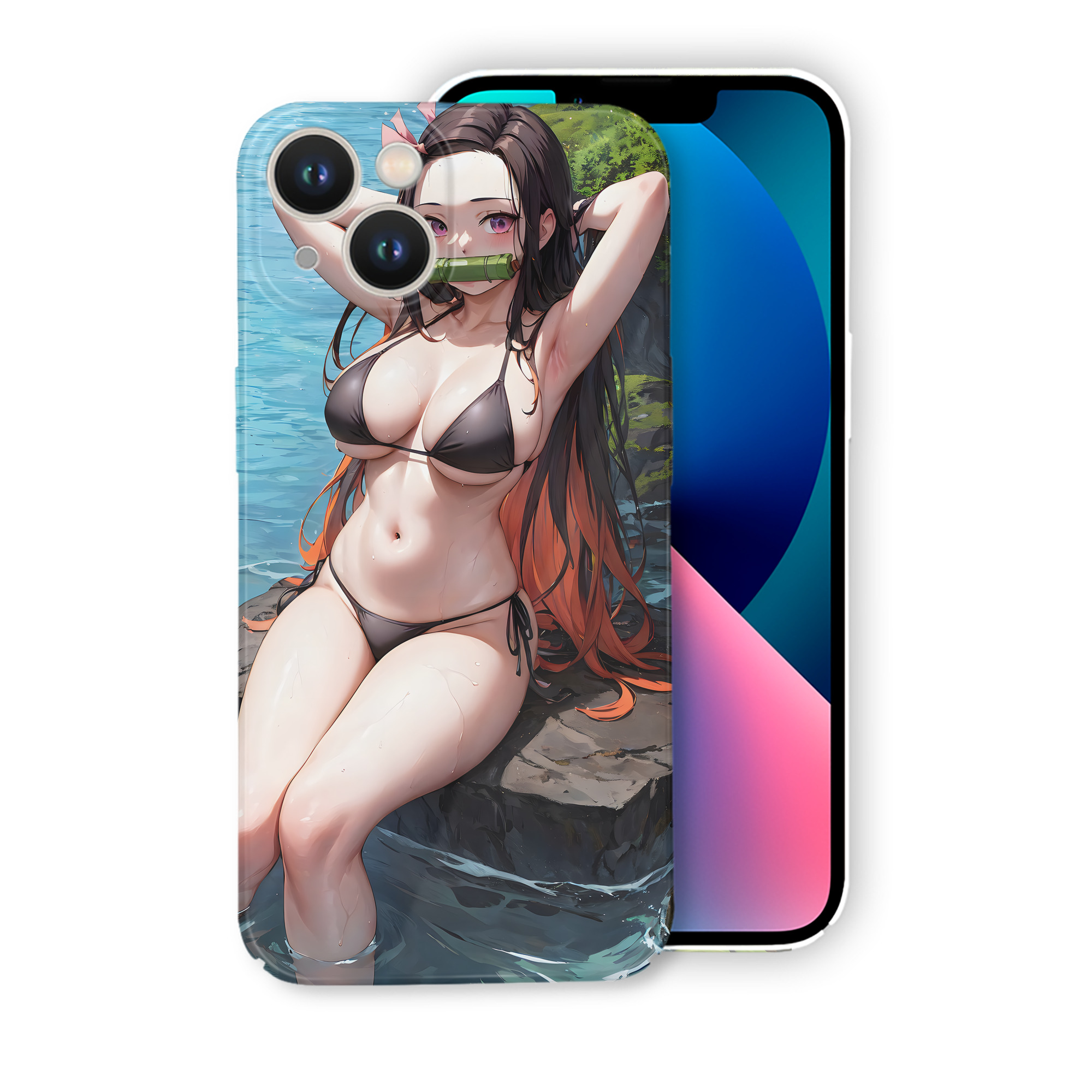 （画像用） 鬼滅の刃（きめつのやいば）竈門 禰󠄀豆子／かまど ねずこ Kamado Nezuko 【iPhone 14シリーズ対応】ハードケース