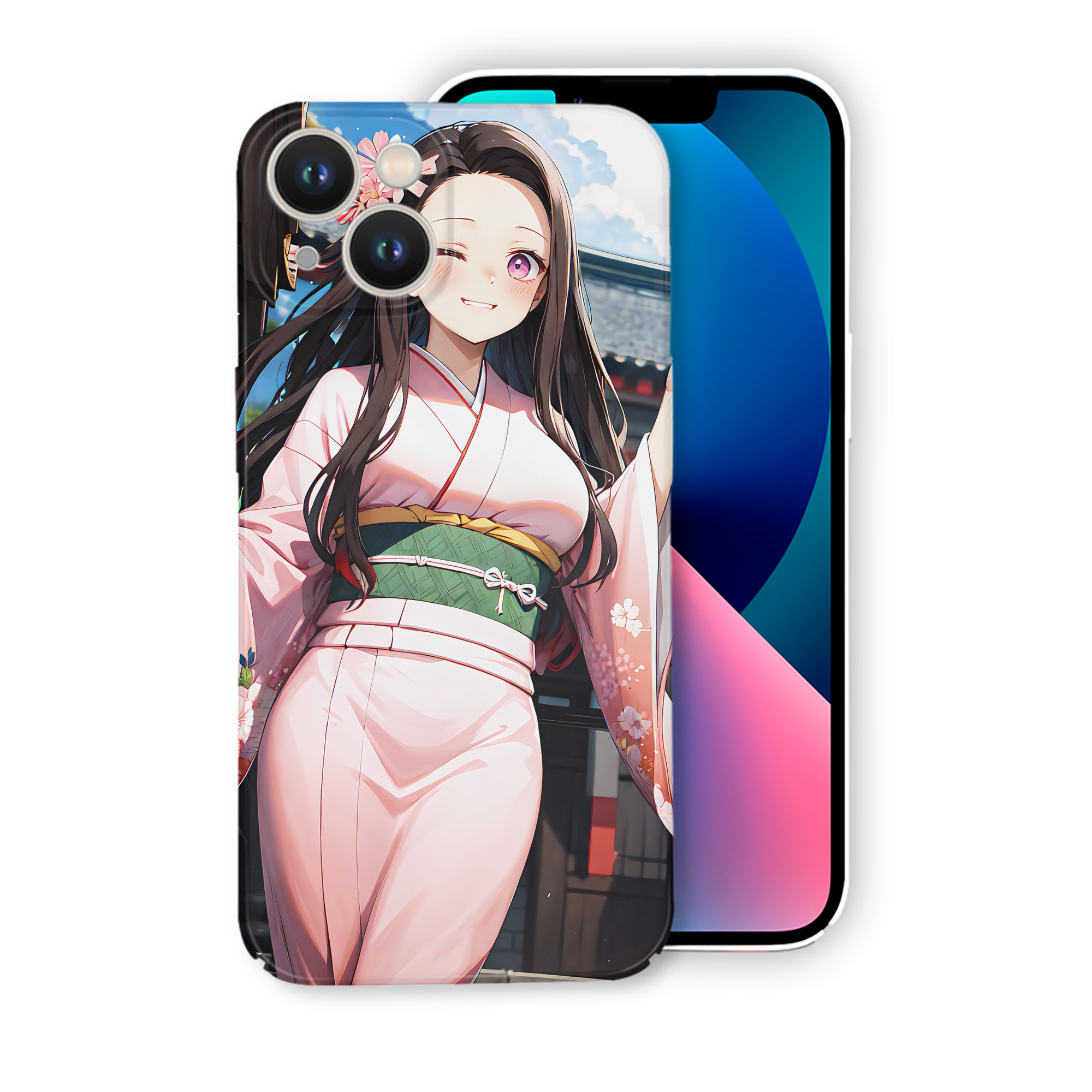 （画像用） 鬼滅の刃（きめつのやいば）竈門 禰󠄀豆子／かまど ねずこ Kamado Nezuko 【iPhone 14シリーズ対応】ハードケース