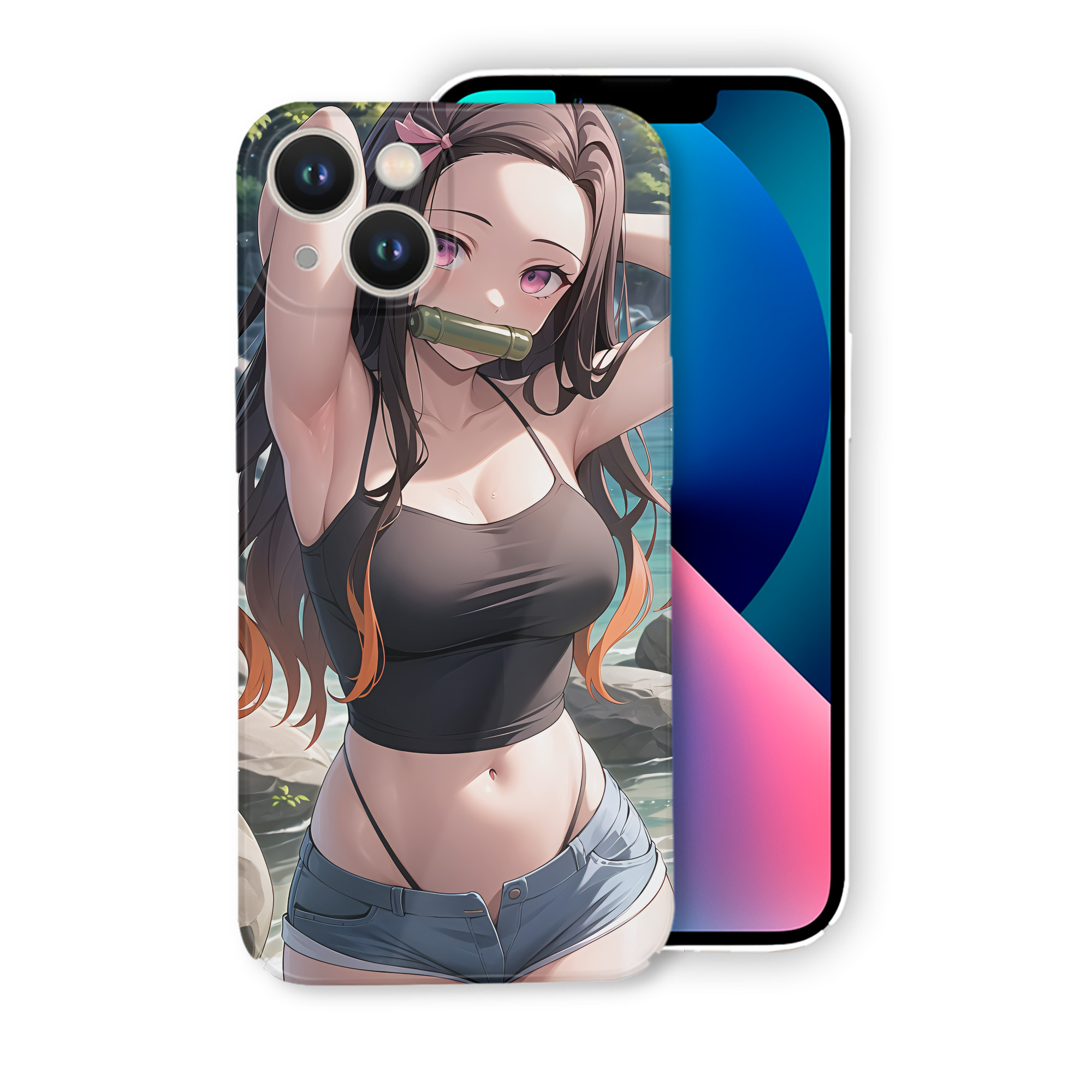 （画像用） 鬼滅の刃（きめつのやいば）竈門 禰󠄀豆子／かまど ねずこ Kamado Nezuko 【iPhone 14シリーズ対応】ハードケース