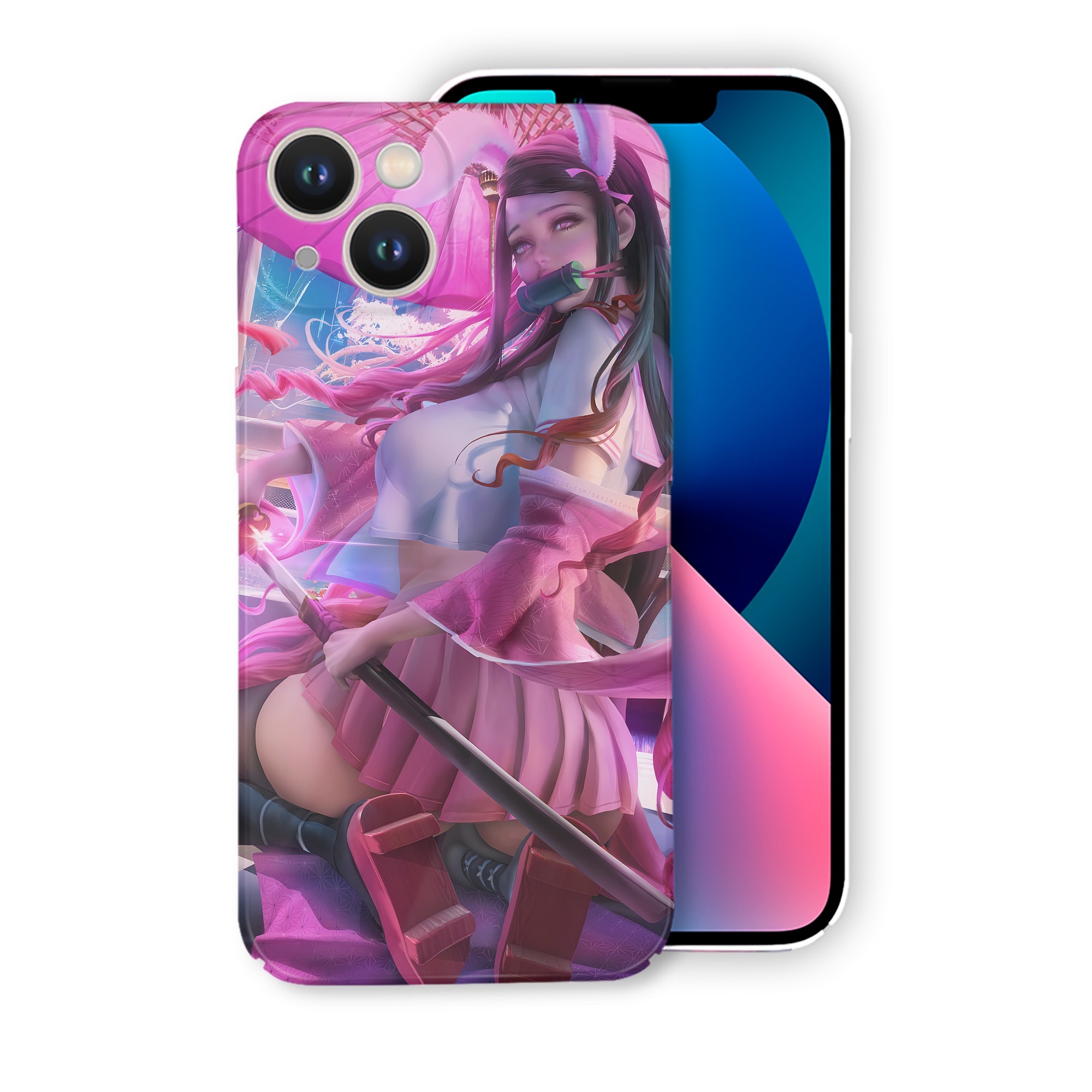 （画像用） 鬼滅の刃（きめつのやいば）竈門 禰󠄀豆子／かまど ねずこ Kamado Nezuko 【iPhone 14シリーズ対応】ハードケース