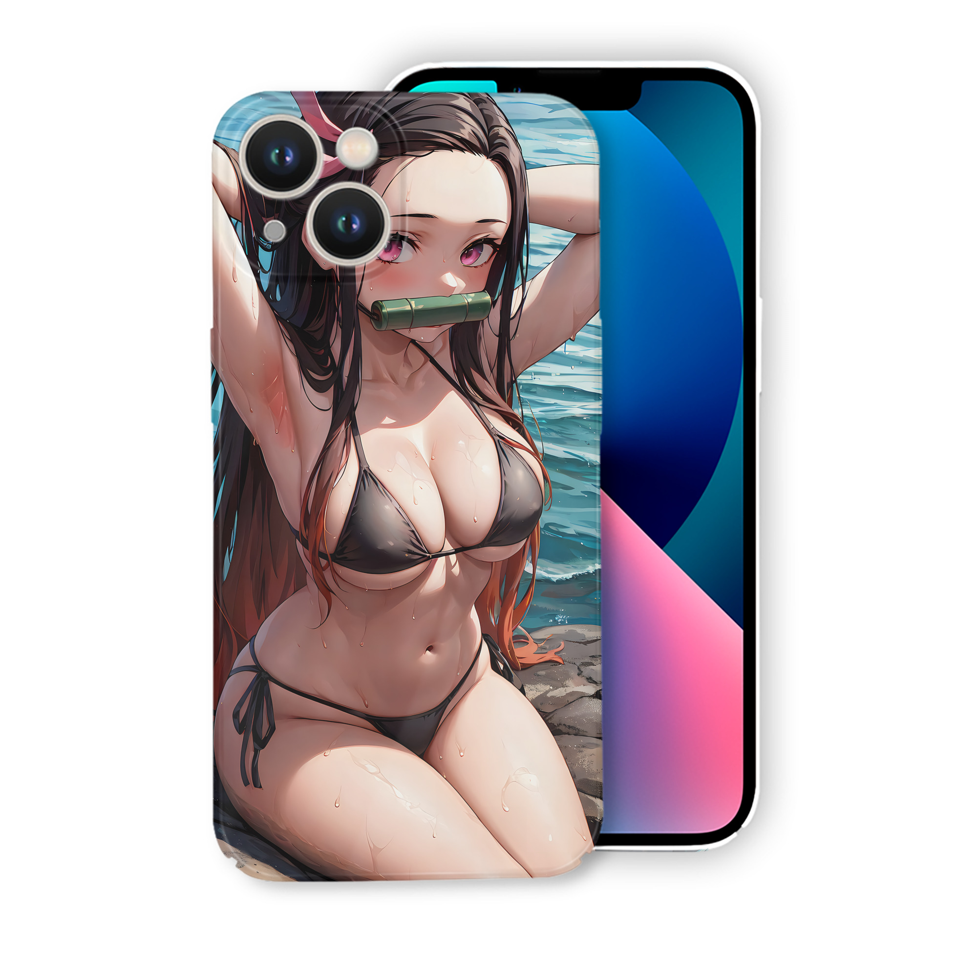 （画像用） 鬼滅の刃（きめつのやいば）竈門 禰󠄀豆子／かまど ねずこ Kamado Nezuko 【iPhone 14シリーズ対応】ハードケース