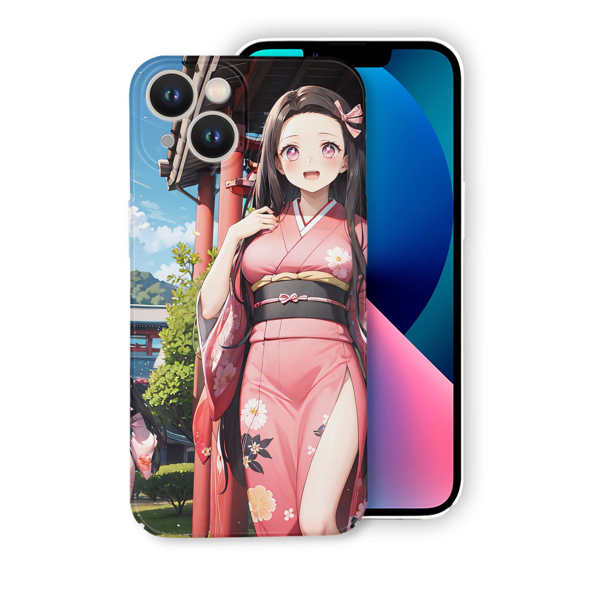 （画像用） 鬼滅の刃（きめつのやいば）竈門 禰󠄀豆子／かまど ねずこ Kamado Nezuko 【iPhone 14シリーズ対応】ハードケース