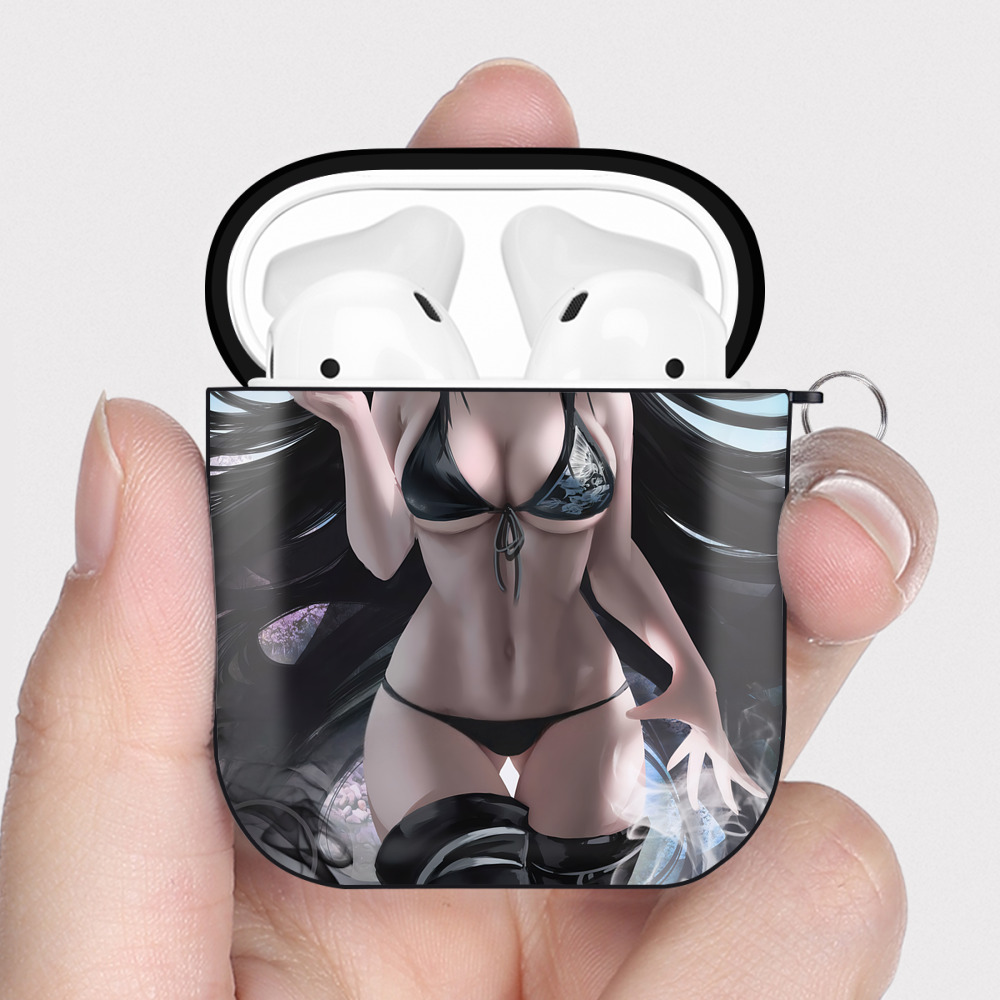 （画像用） 鬼滅の刃（きめつのやいば）竈門 禰󠄀豆子／かまど ねずこ Kamado Nezuko AirPods 第2世代保護ケース ハードシェル ブラック 耐衝撃・防指紋・カラビナ付き