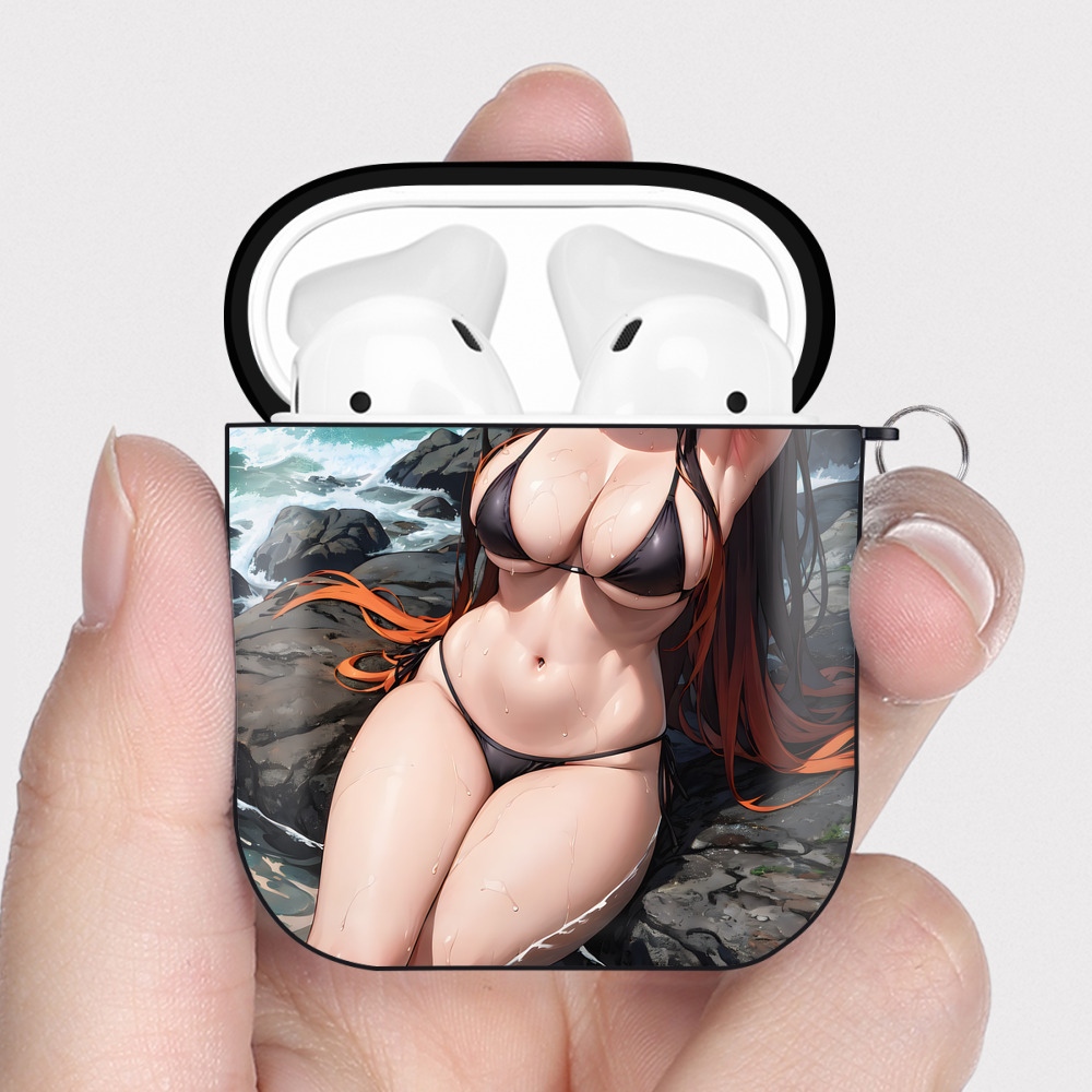（画像用） 鬼滅の刃（きめつのやいば）竈門 禰󠄀豆子／かまど ねずこ Kamado Nezuko AirPods 第2世代保護ケース ハードシェル ブラック 耐衝撃・防指紋・カラビナ付き