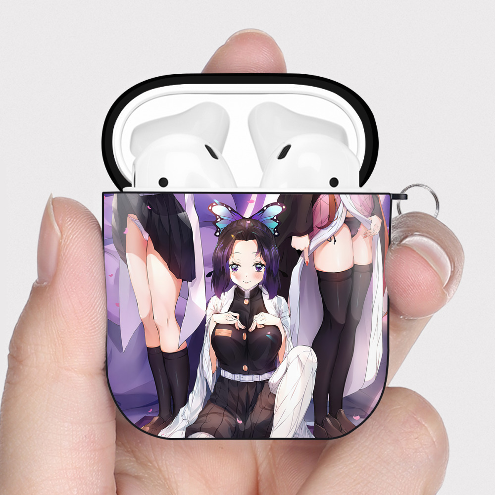 （画像用） 鬼滅の刃（きめつのやいば）竈門 禰󠄀豆子／かまど ねずこ Kamado Nezuko AirPods 第2世代保護ケース ハードシェル ブラック 耐衝撃・防指紋・カラビナ付き