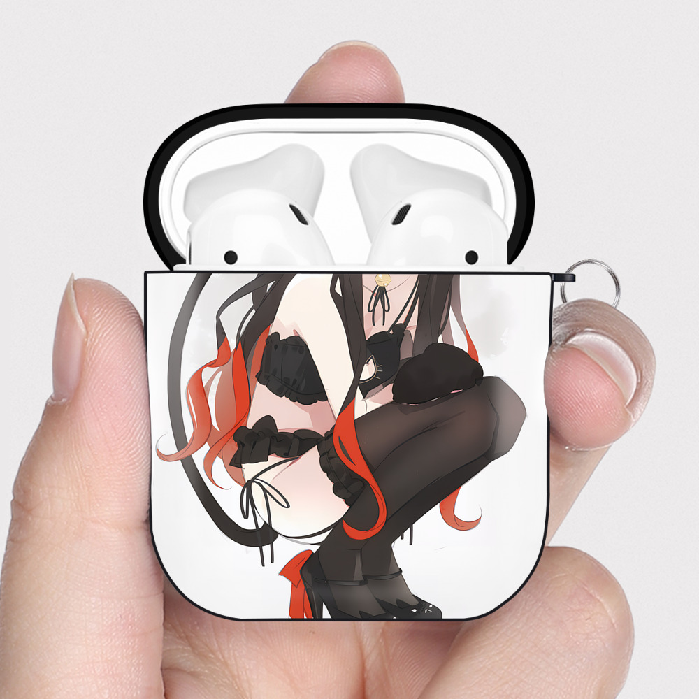 （画像用） 鬼滅の刃（きめつのやいば）竈門 禰󠄀豆子／かまど ねずこ Kamado Nezuko AirPods 第2世代保護ケース ハードシェル ブラック 耐衝撃・防指紋・カラビナ付き